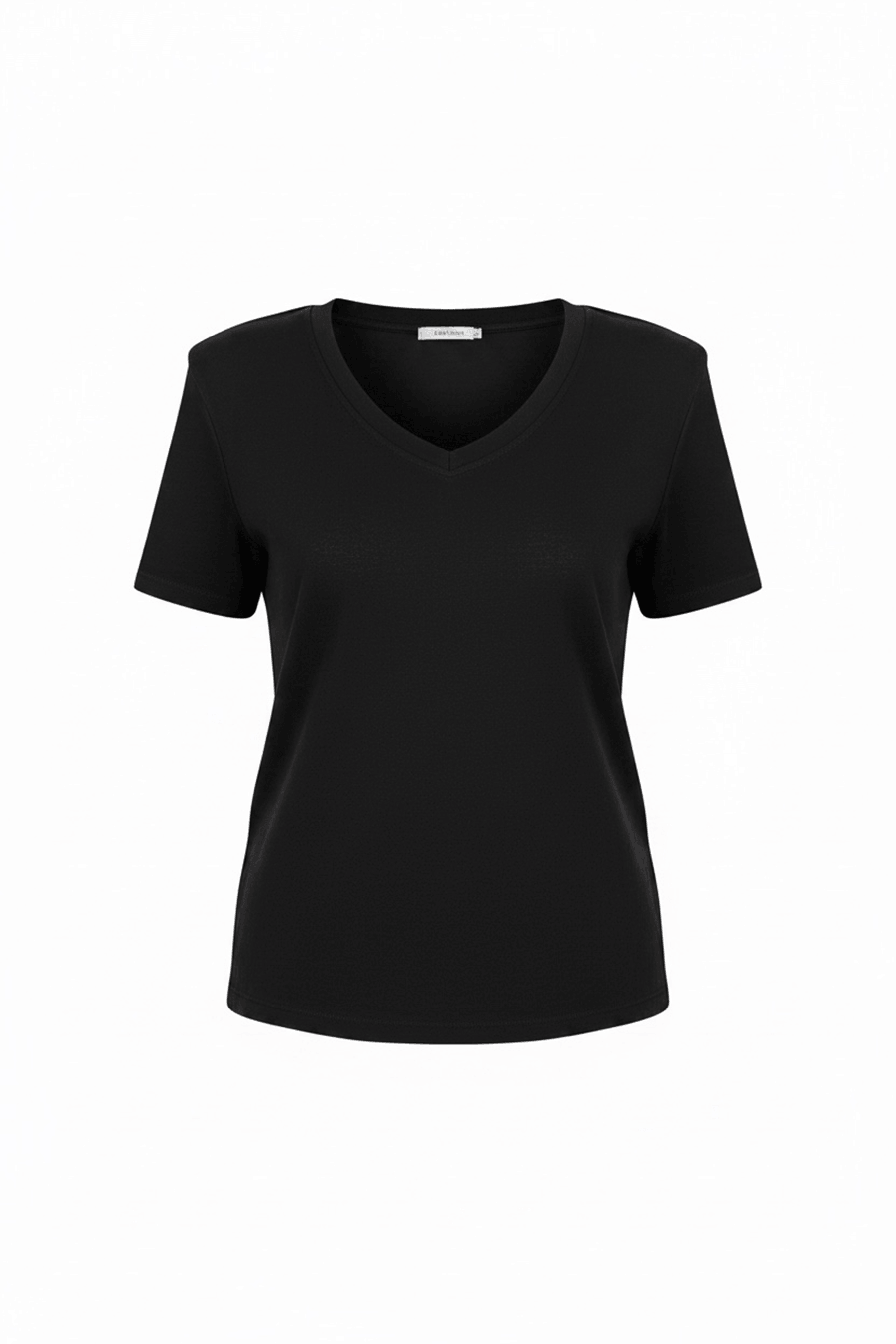Siyah V Yaka Vatkalı Premium Oversize T-Shirt