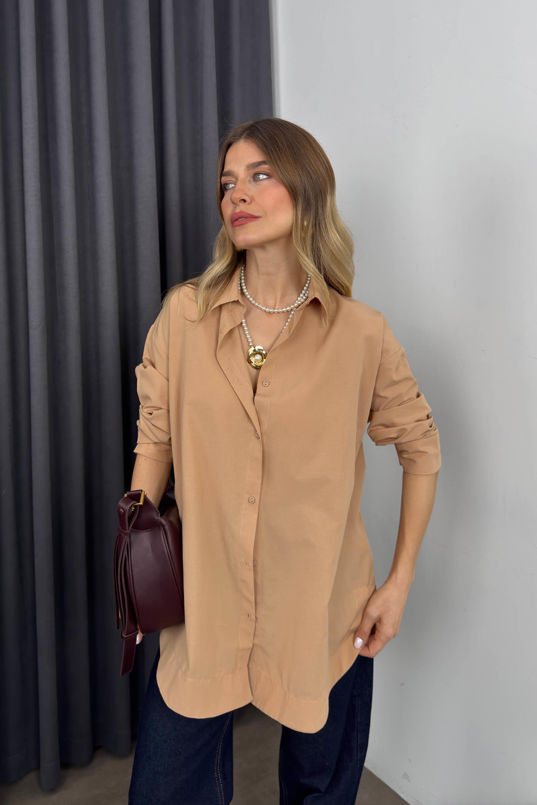 Sütlü Kahve Oversize Gömlek