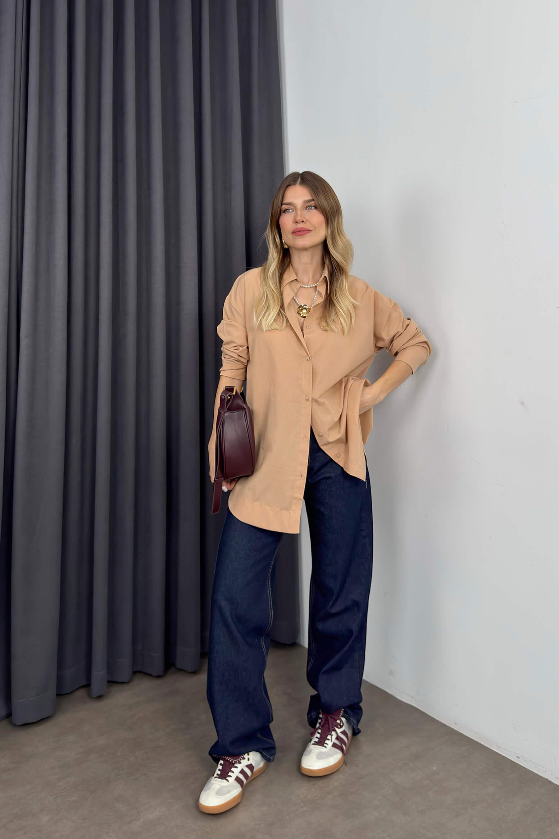 Sütlü Kahve Oversize Gömlek