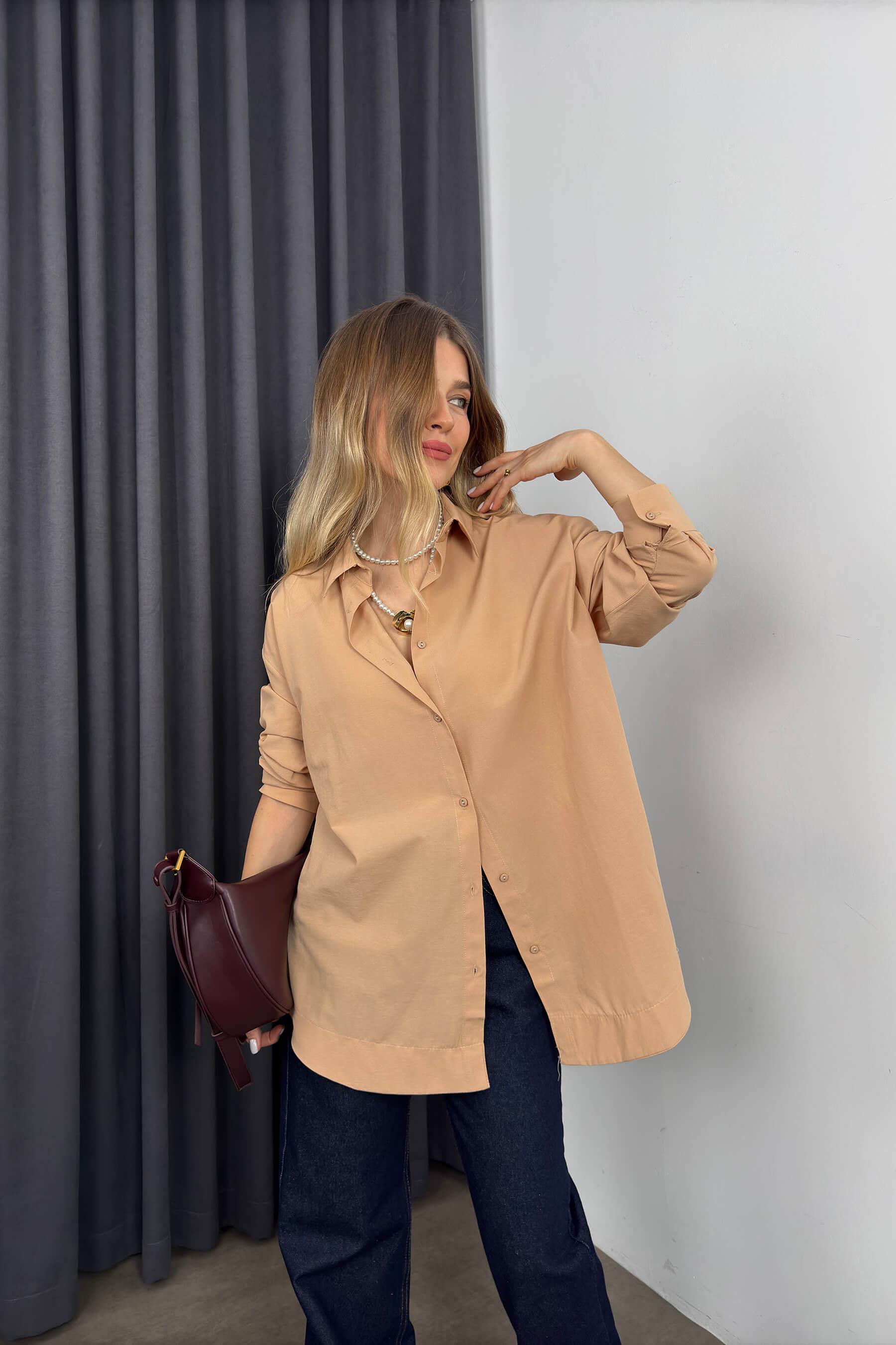 Sütlü Kahve Oversize Gömlek