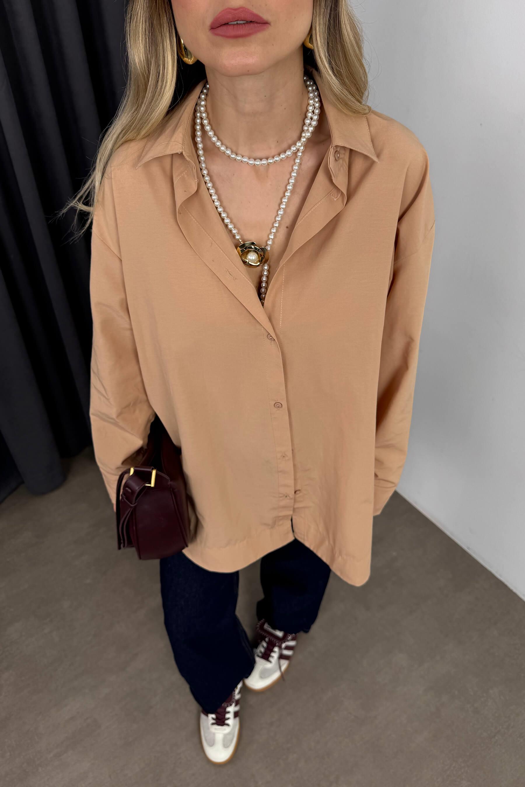 Sütlü Kahve Oversize Gömlek