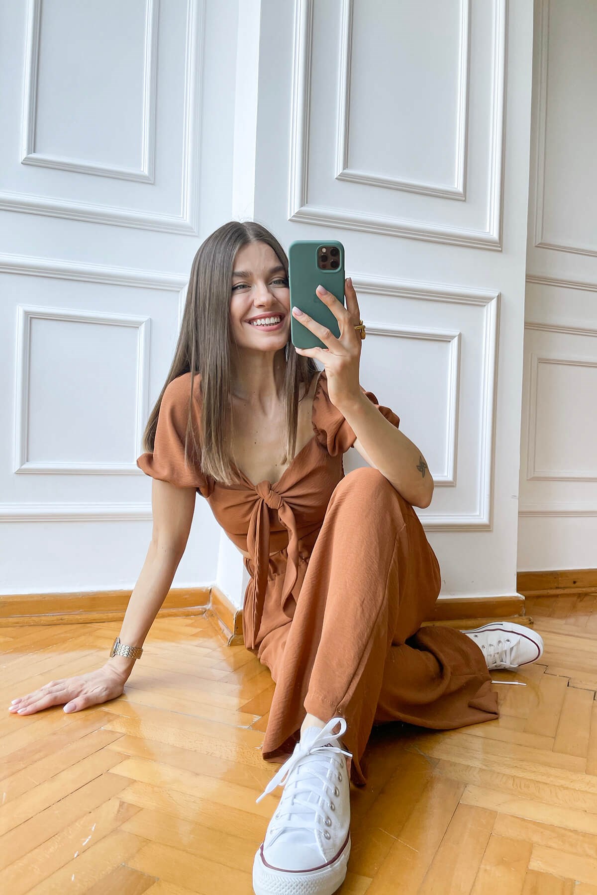 Taba Crop Pantolon Takım