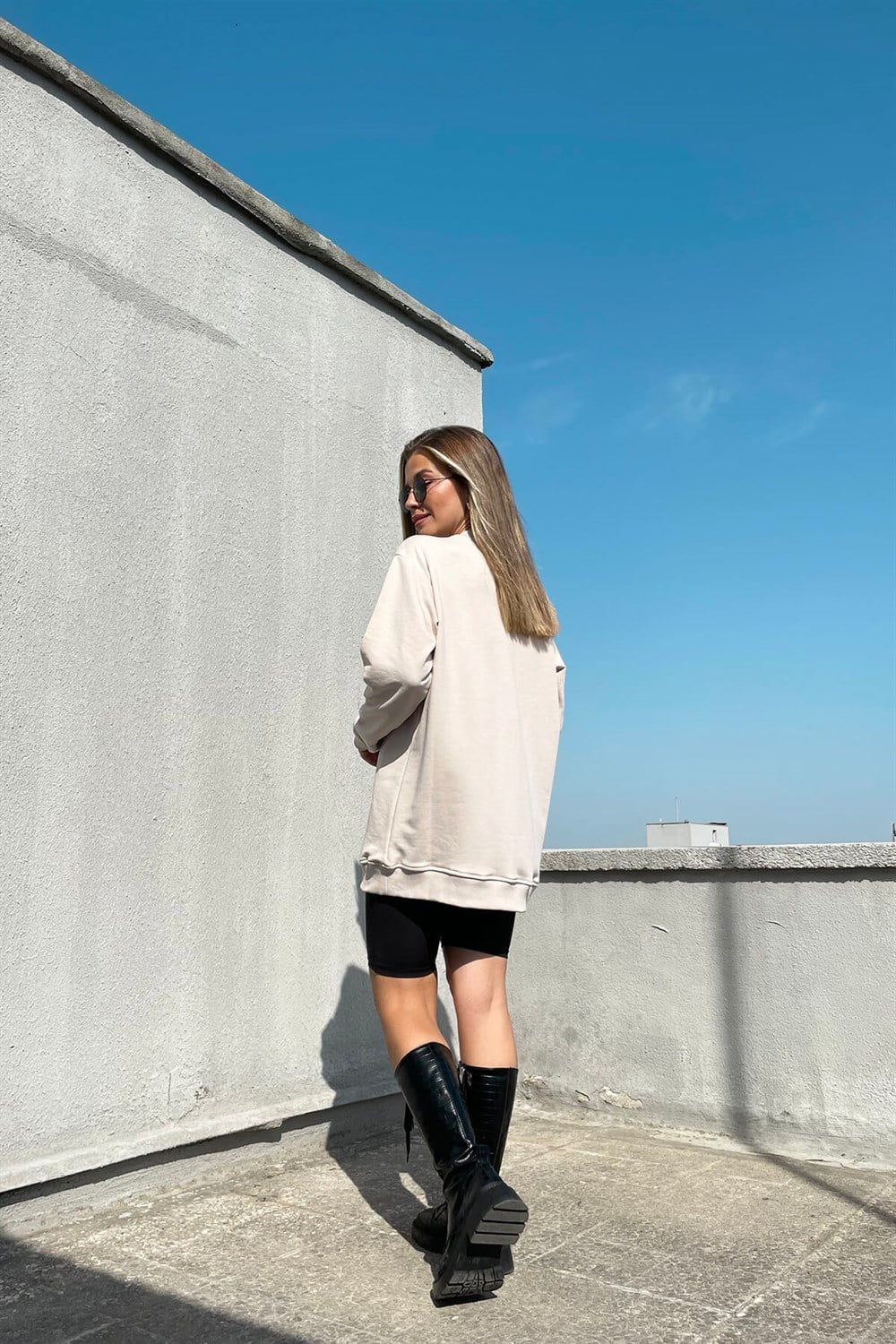Taş Rengi Boyfriend Sweat
