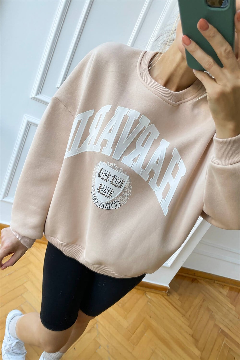 Taş Rengi Şardonlu Harvard Baskılı Sweatshrt
