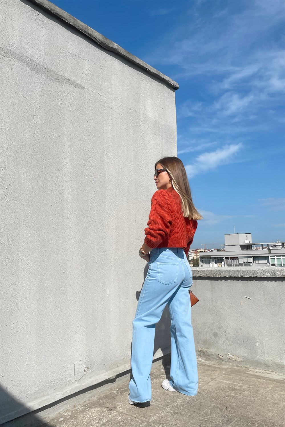 Turuncu Pirinç Örgü Kazak