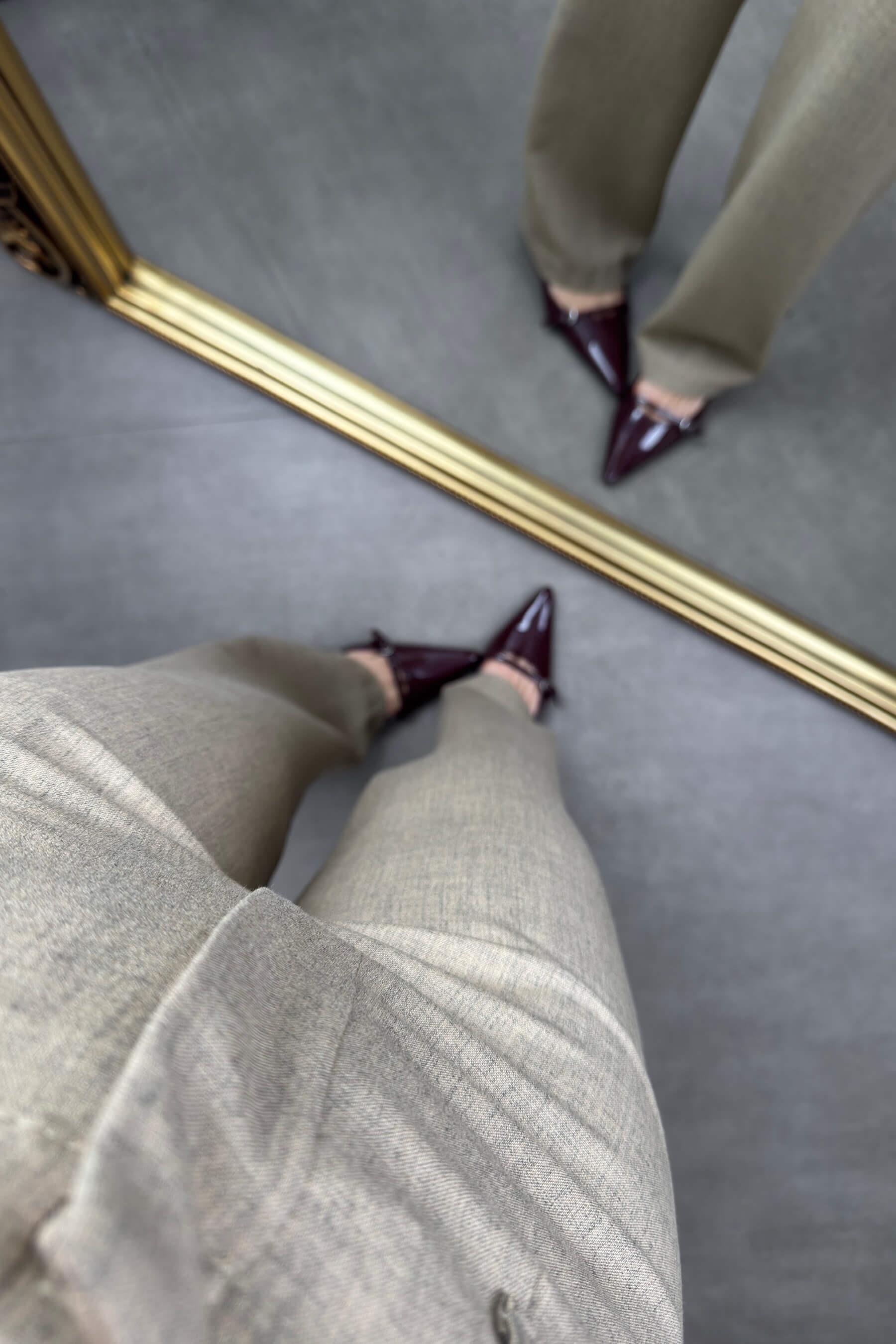 Vizon Keten Dokulu Çıtçıtlı Blazer Pantolon Takım