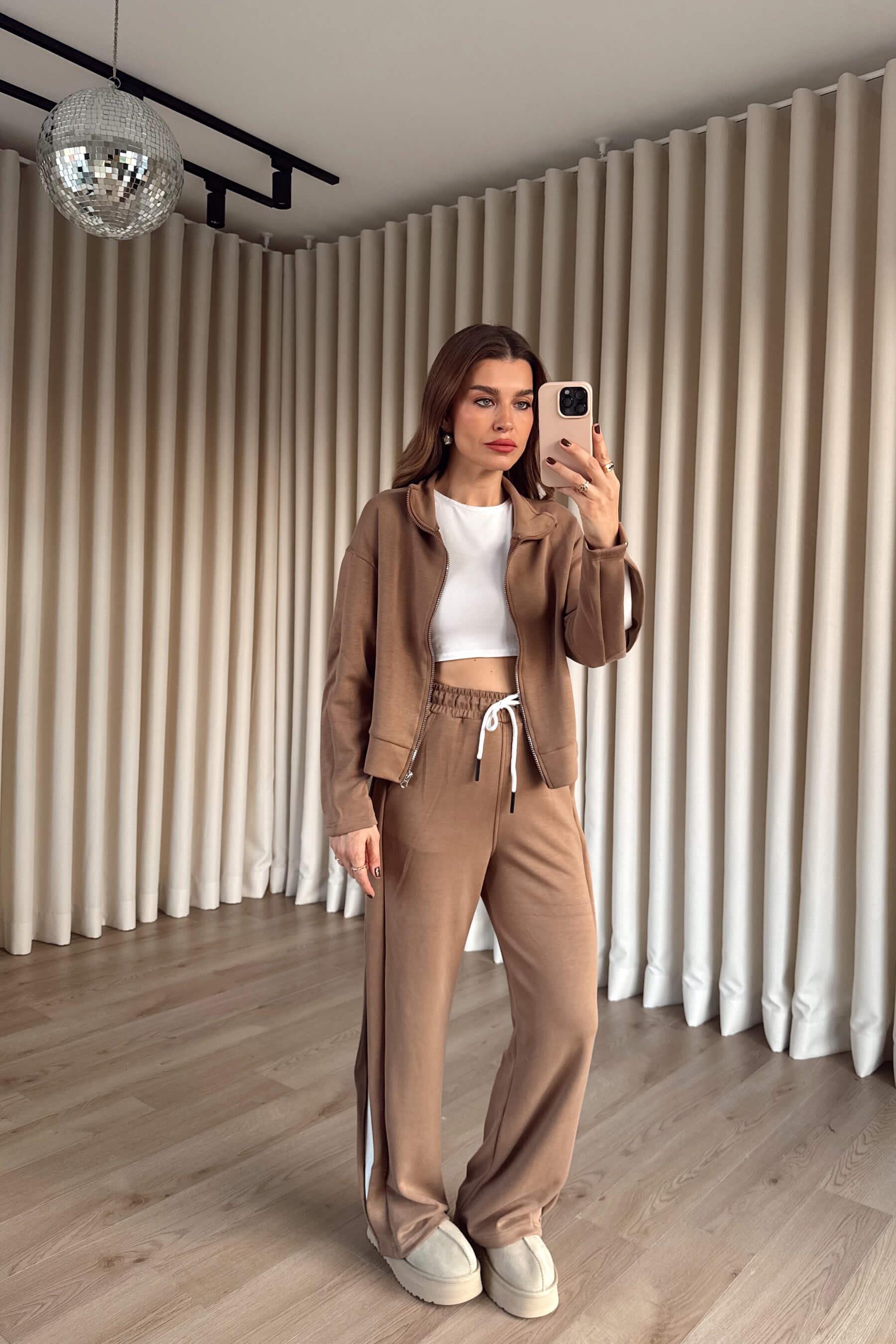 Vizon Şerit Detaylı Fermuarlı Modal Eşofman Takımı