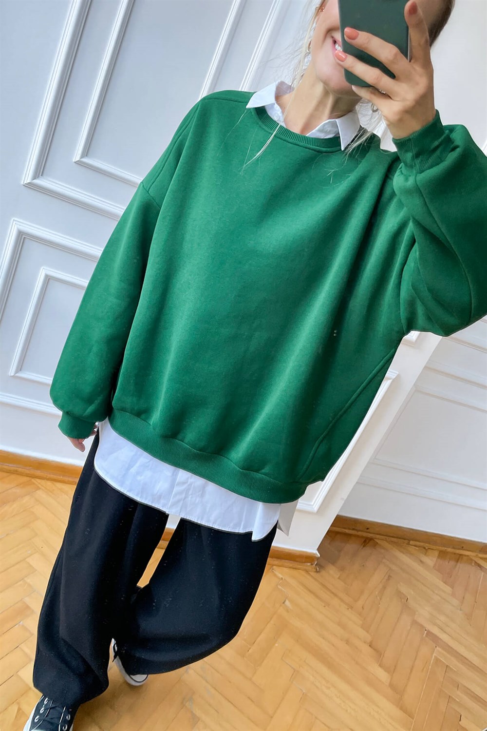 Yeşil Basic Sweatshirt