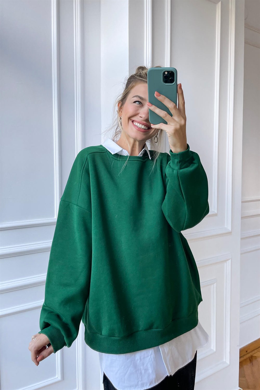 Yeşil Basic Sweatshirt