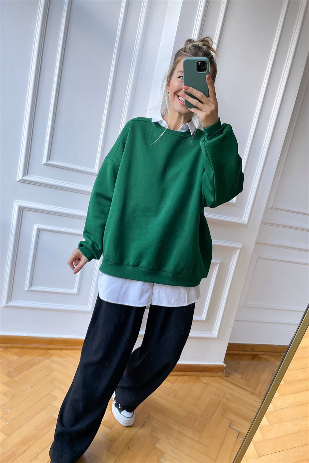 Yeşil Basic Sweatshirt
