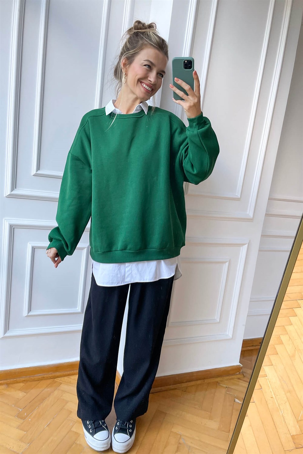 Yeşil Basic Sweatshirt