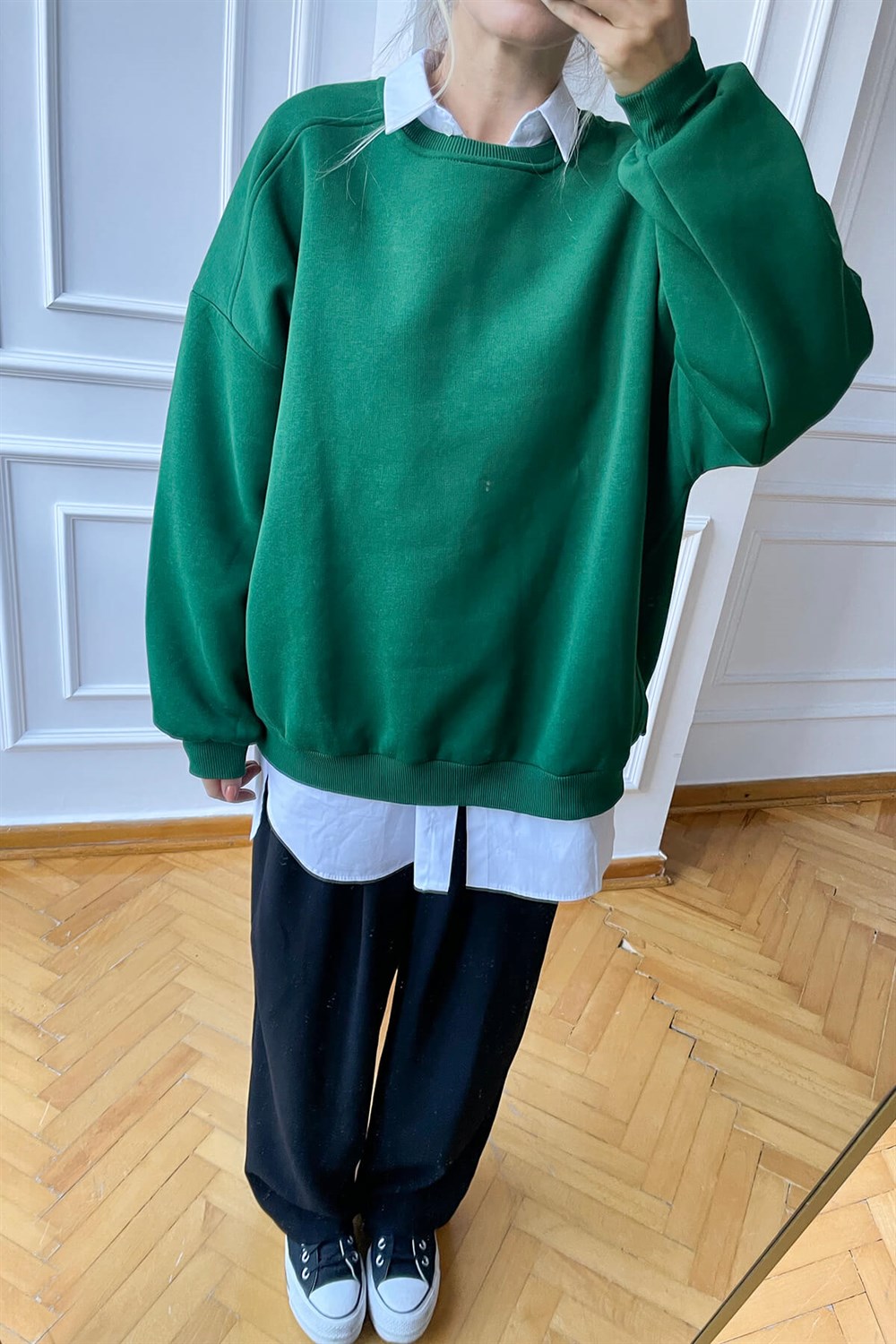 Yeşil Basic Sweatshirt