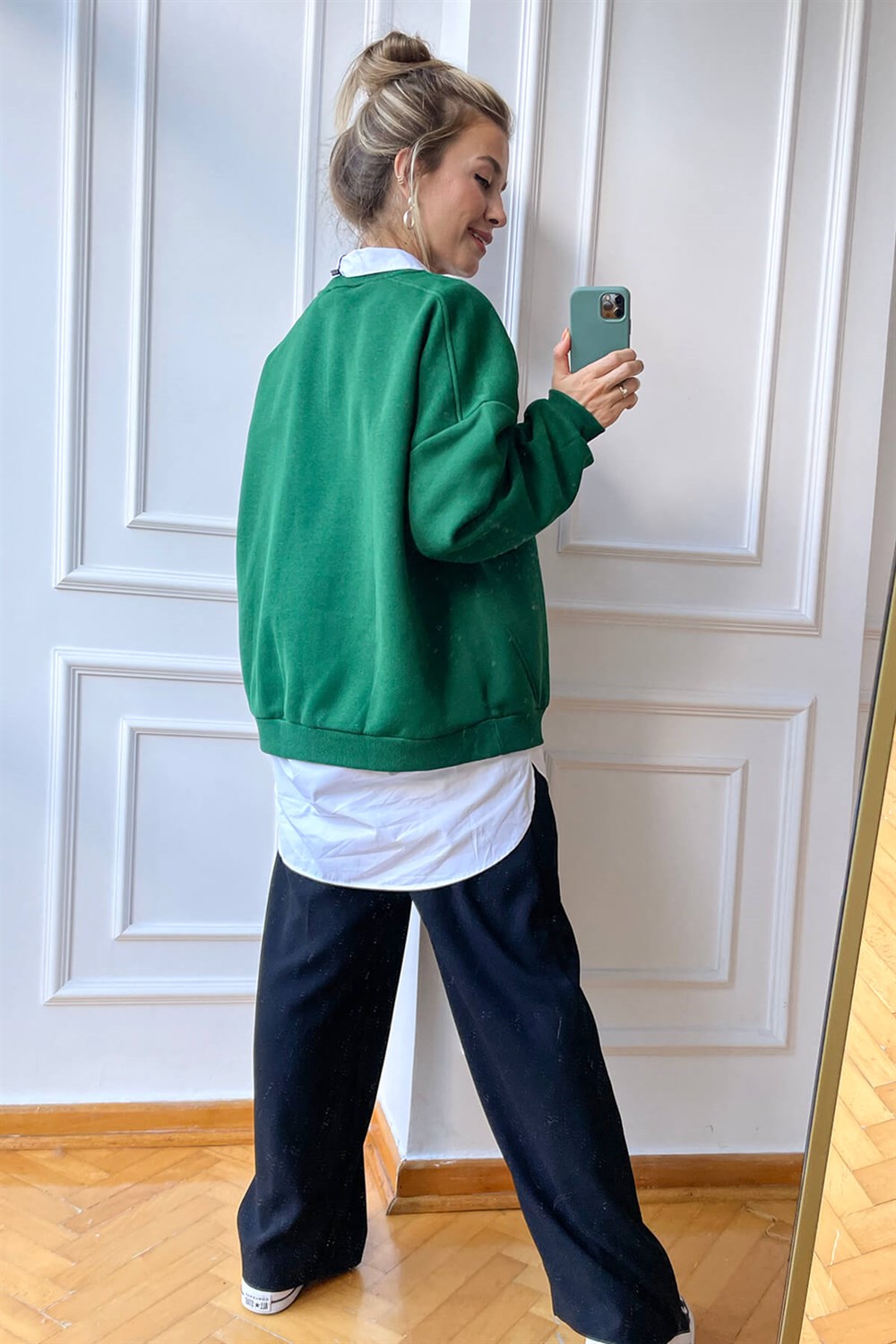 Yeşil Basic Sweatshirt