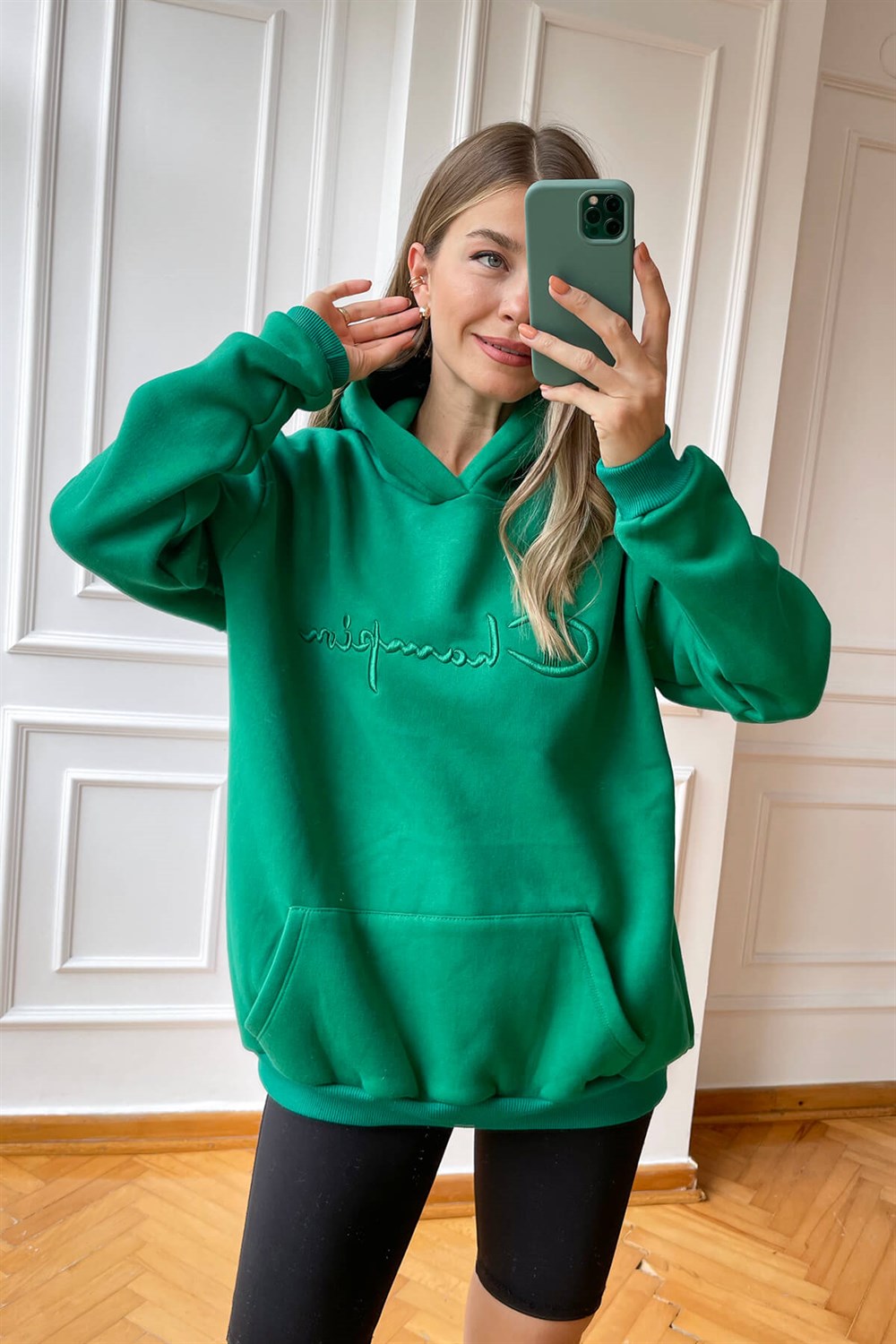 Yeşil Champion Kapşonlu Sweatshirt