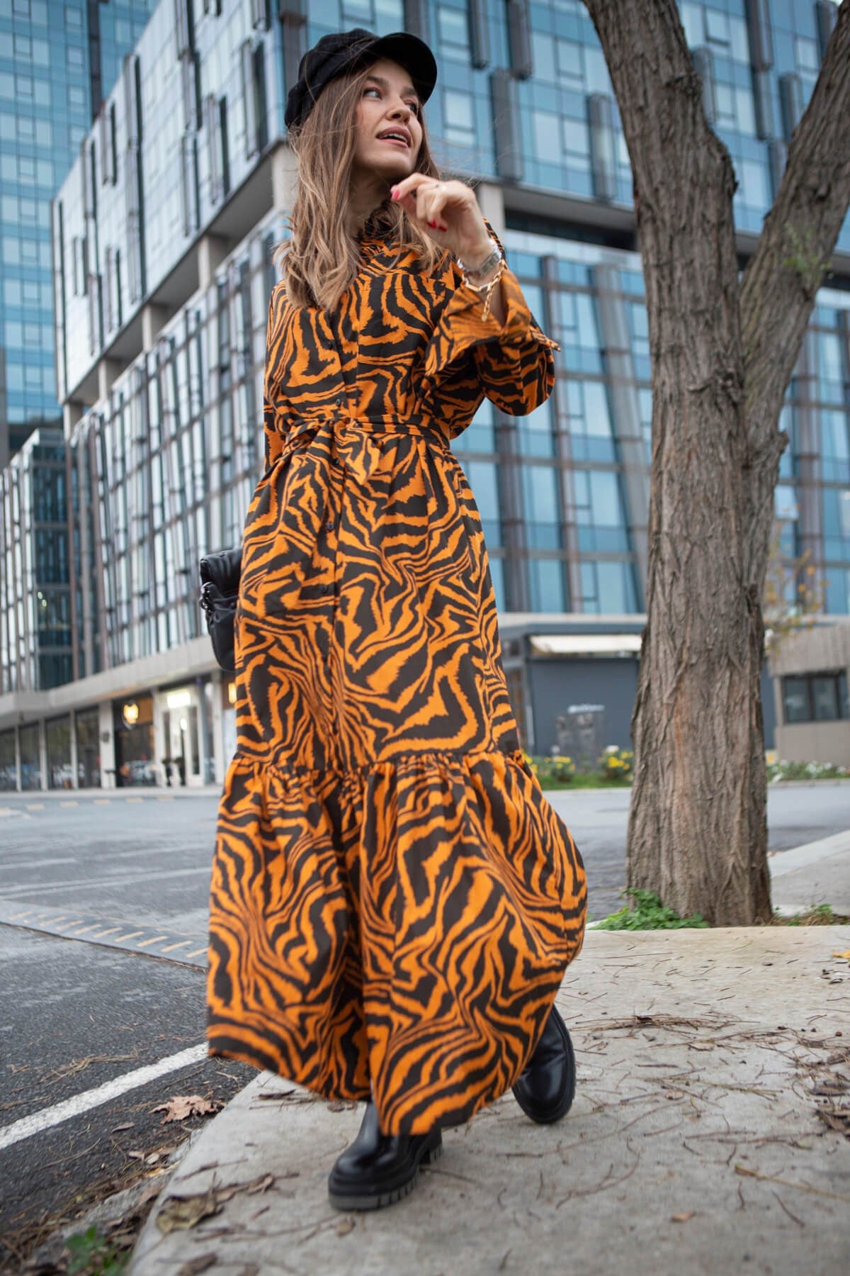 Zebra Desen Gömlek Elbise