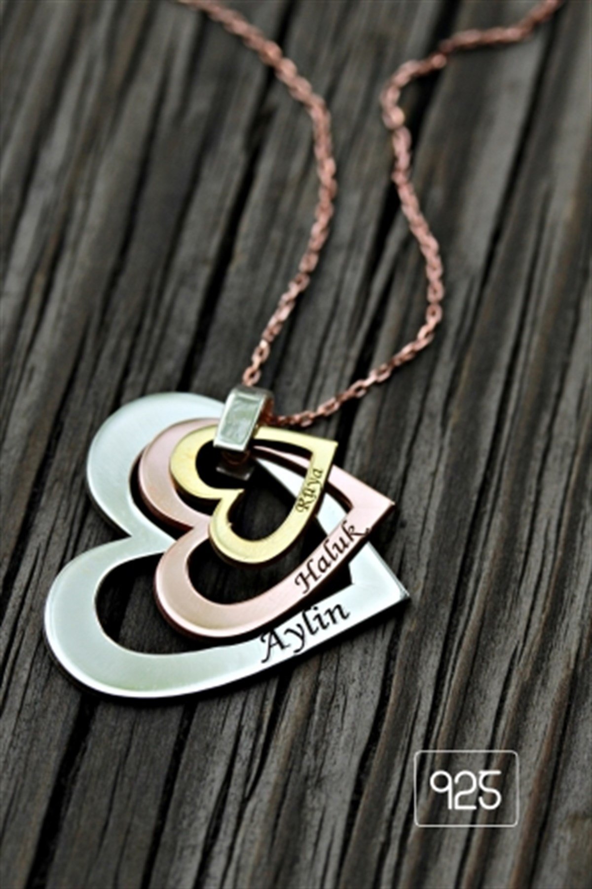 3 isim Kalp Kolye