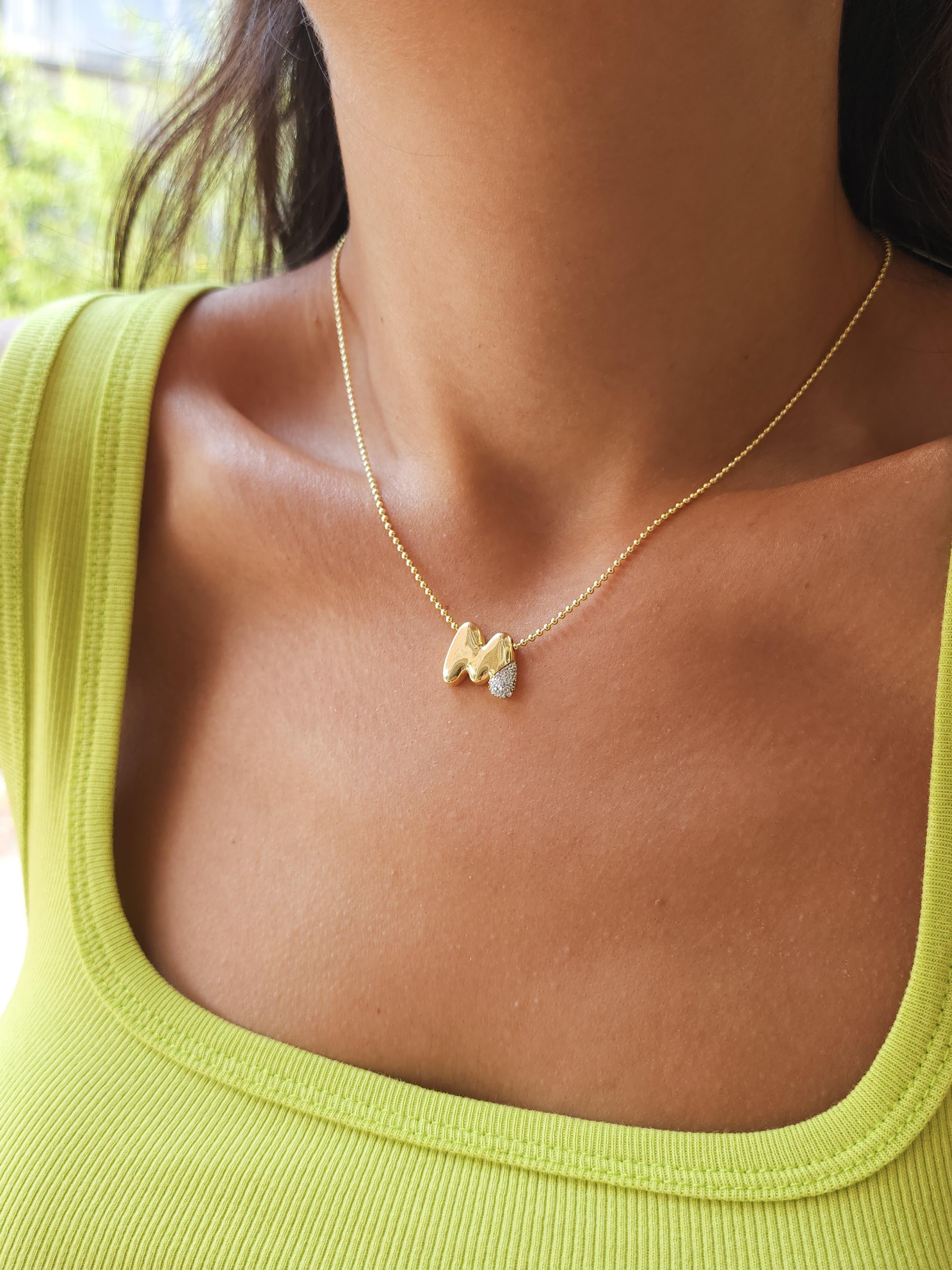 Balon Zirkon Harf Kolye