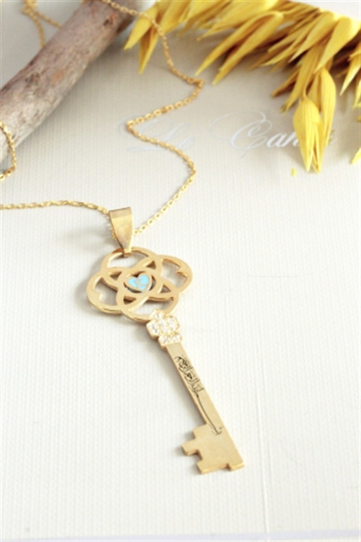 Besmele Harf Kolye Düz Zincir ( İstedğiniz Zincir Uzunluğu )