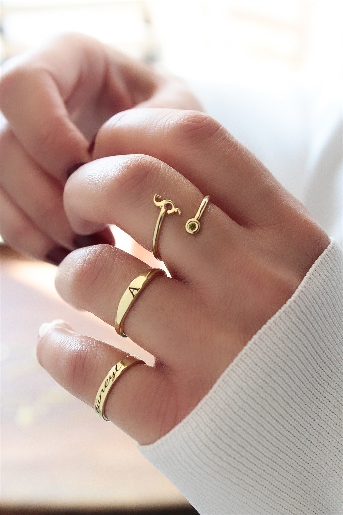 Burç Taşı Harf Yüzük