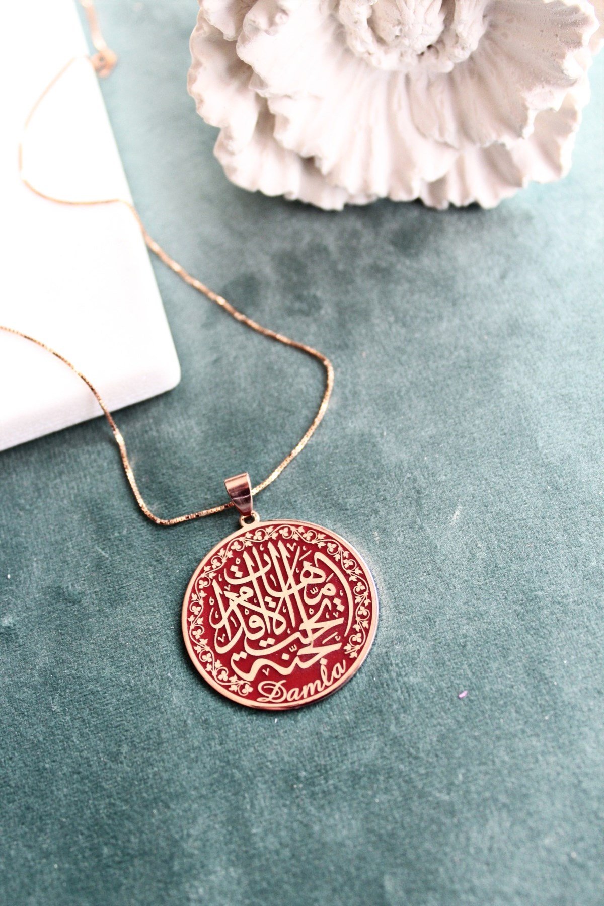 Cennet ANNEM Kolye & Kırmızı ( 45+5 cm Düz Zincir )