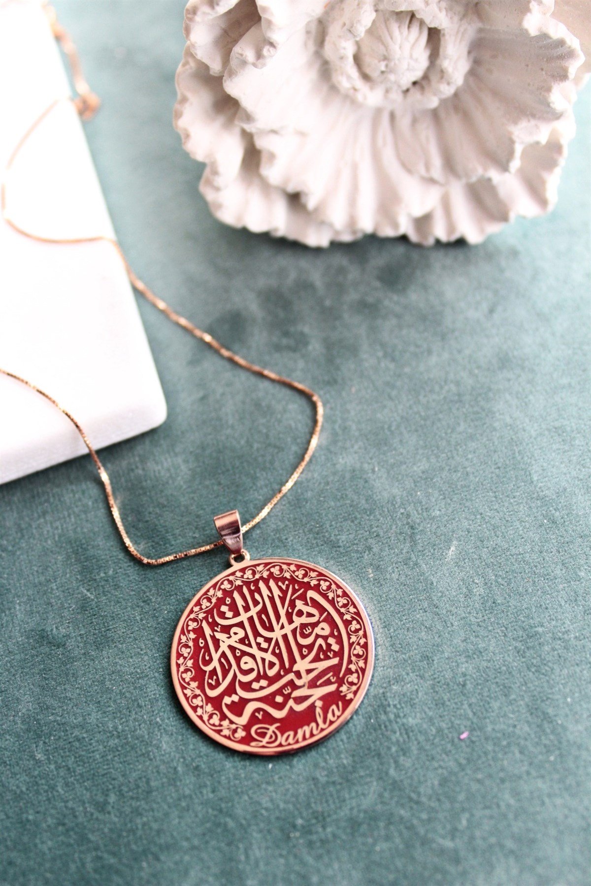 Cennet ANNEM Kolye & Kırmızı ( 45+5 cm Düz Zincir )