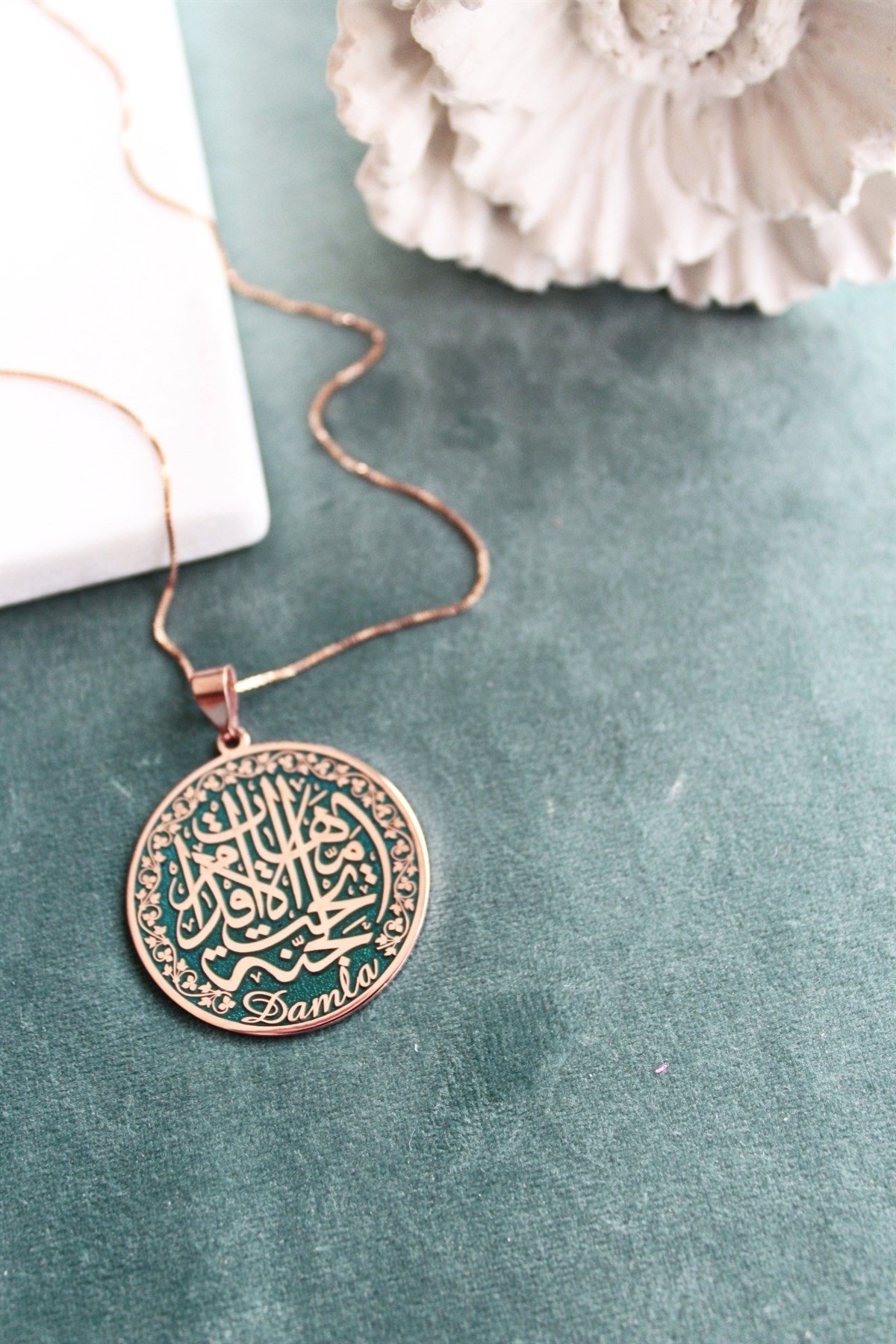 Cennet ANNEM Kolye & Koyu Yeşil ( 45+5 cm Düz Zincir )