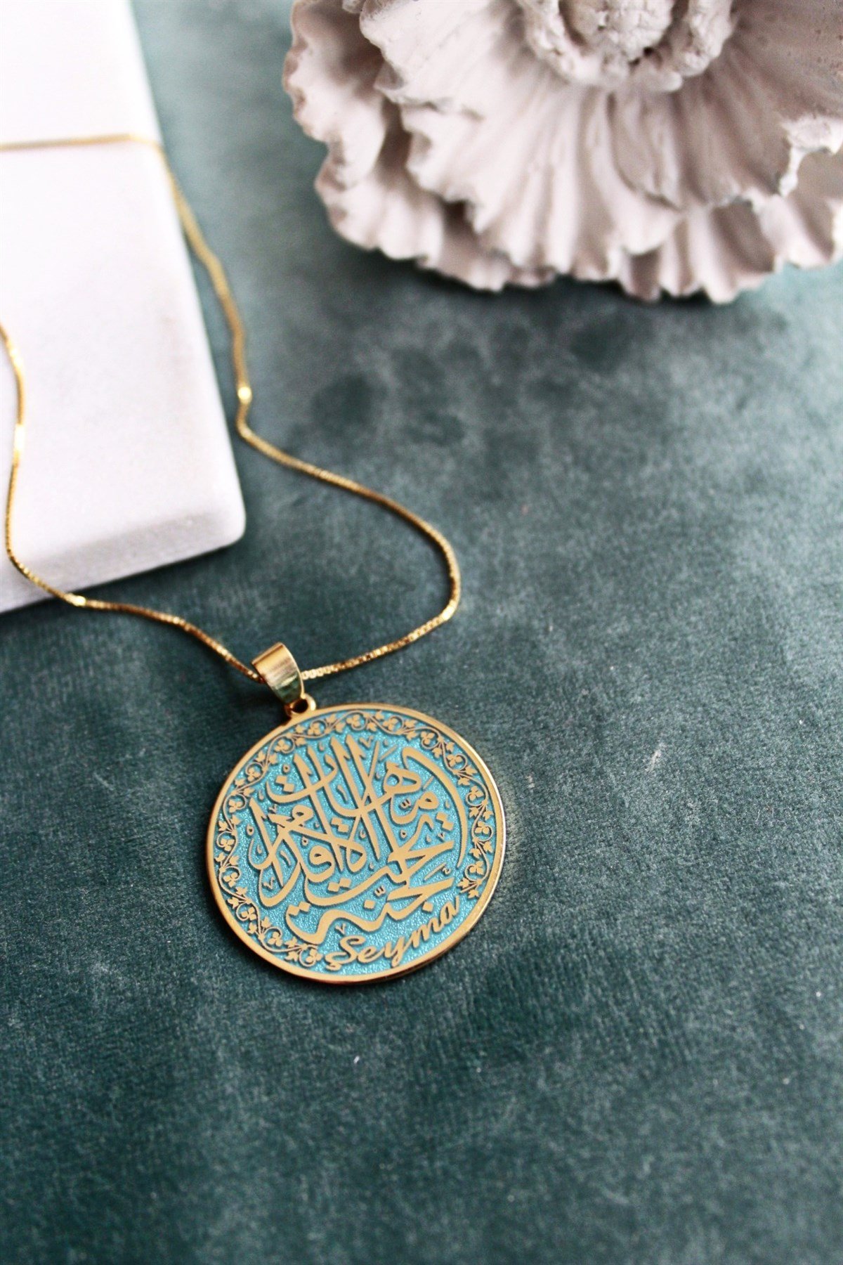 Cennet ANNEM Kolye & Mavi ( 45+5 cm Düz Zincir )