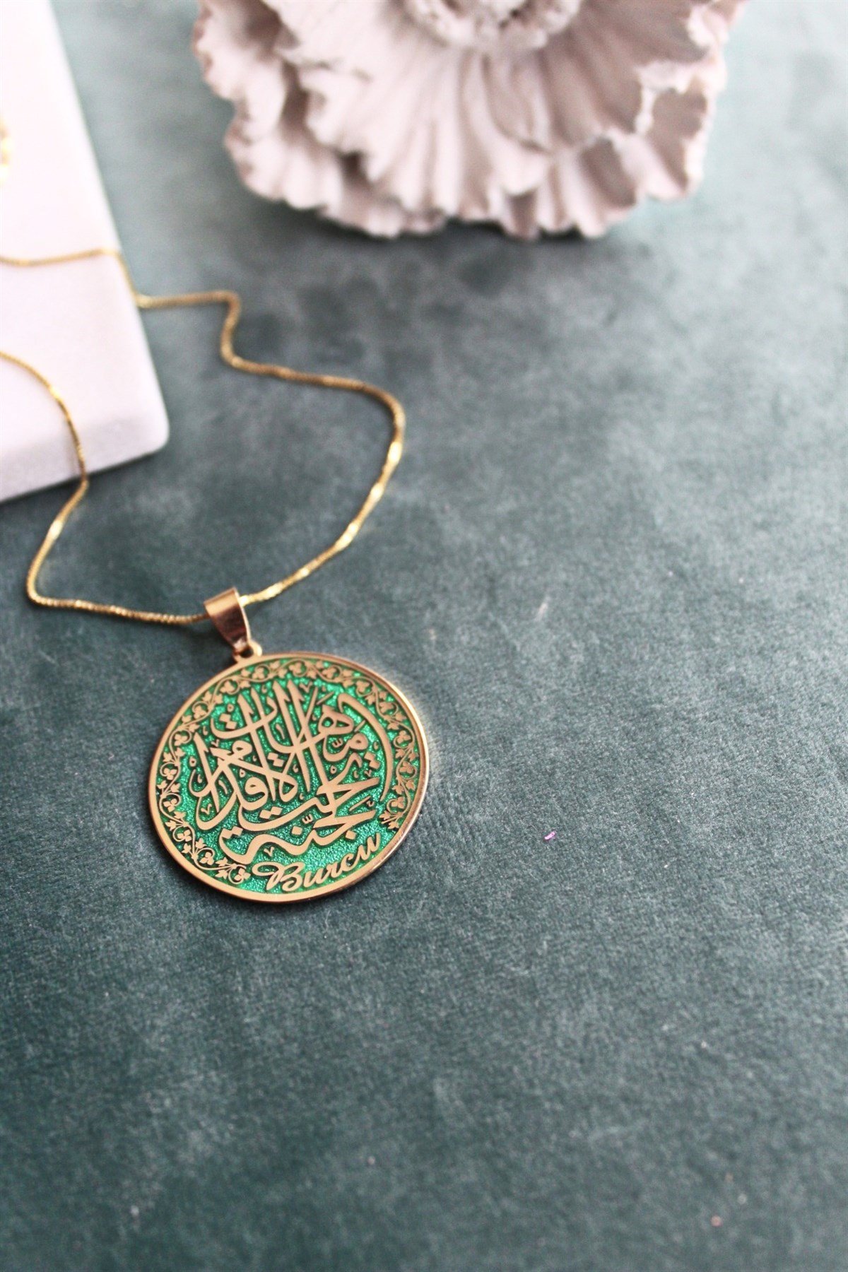 Cennet ANNEM Kolye & Yeşil ( 45+5 cm Düz Zincir )