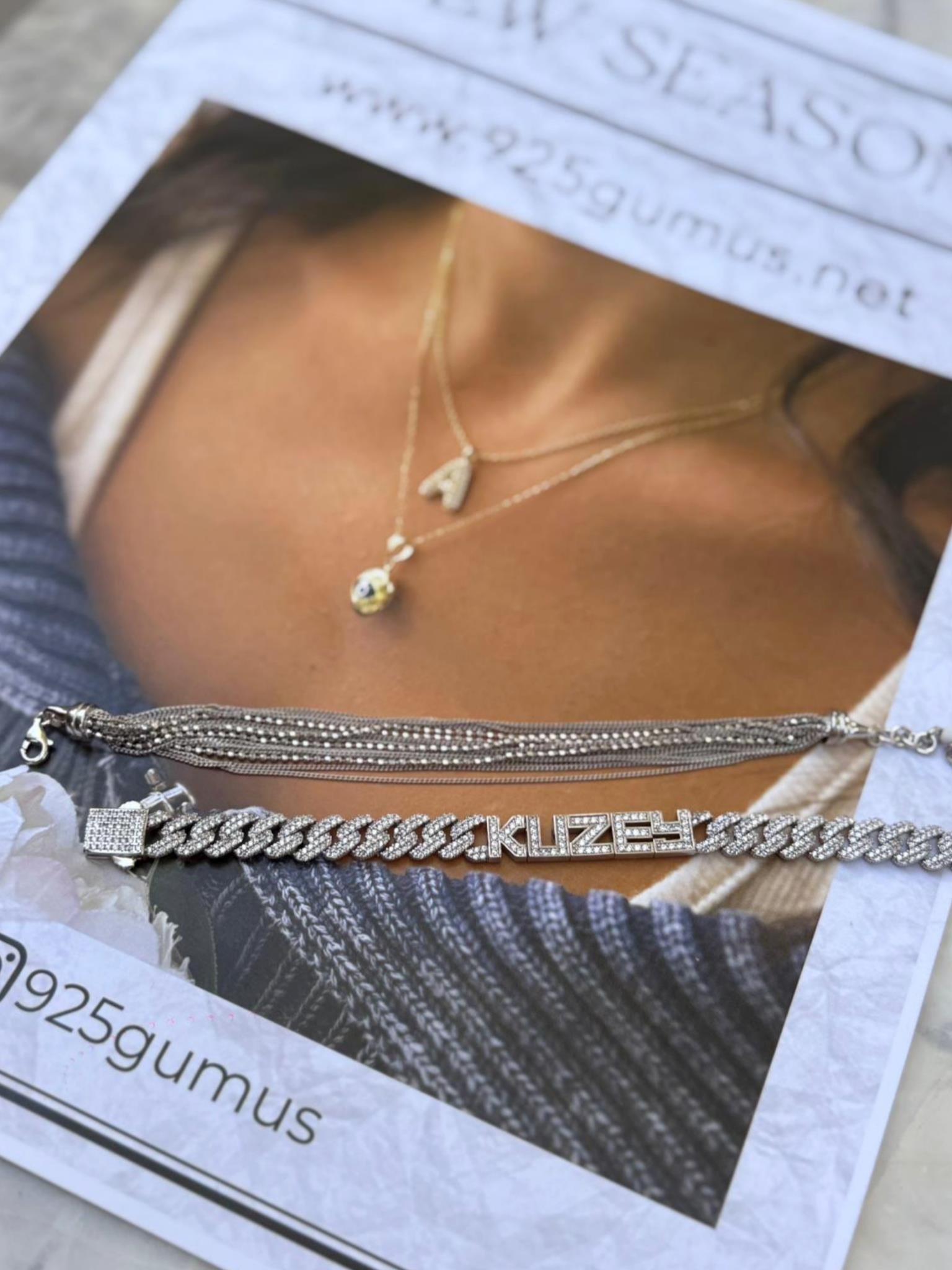 Chain Tasarım Oynar Harf Bileklik