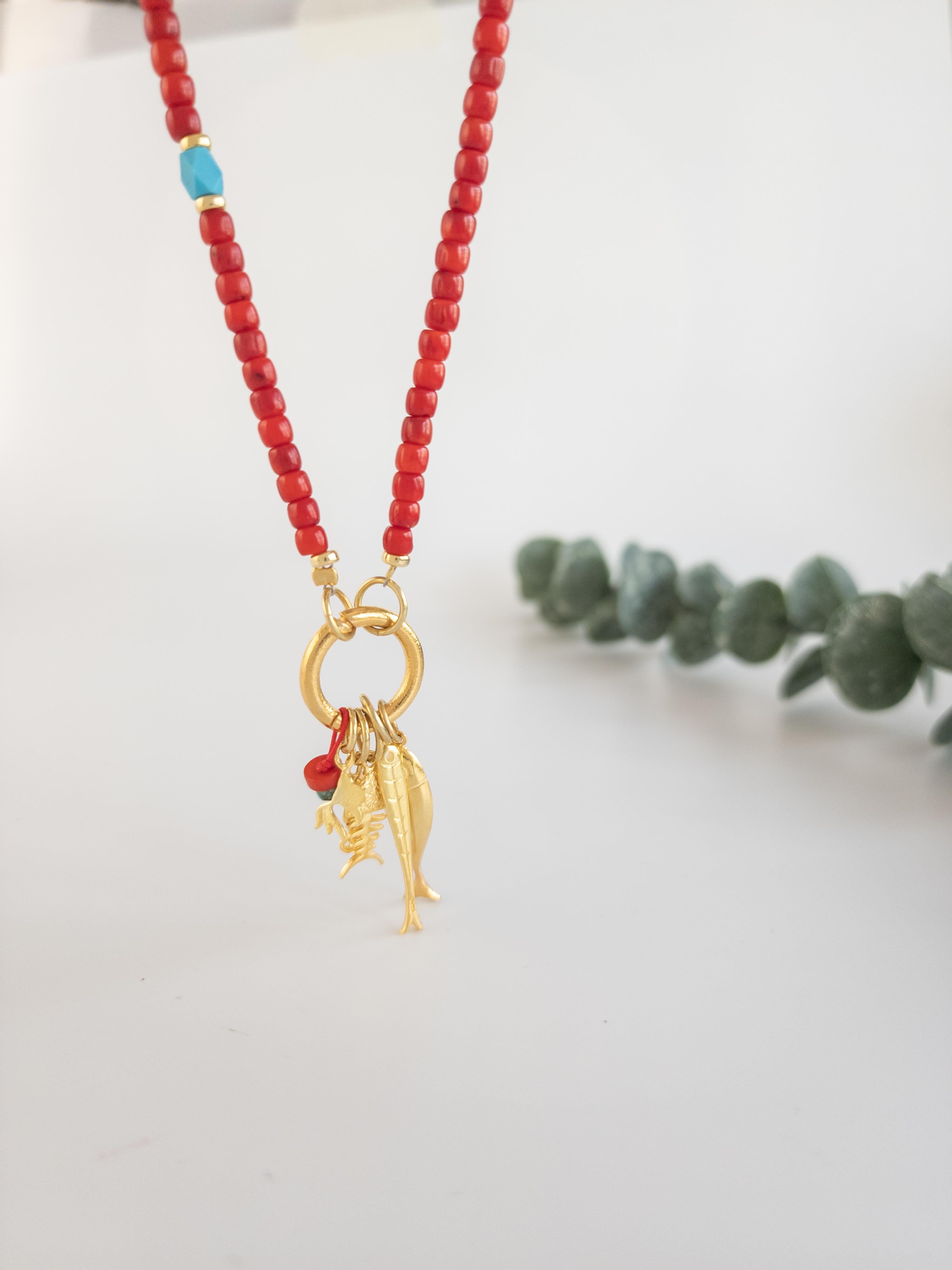 Charm Balık Mercan Kolye