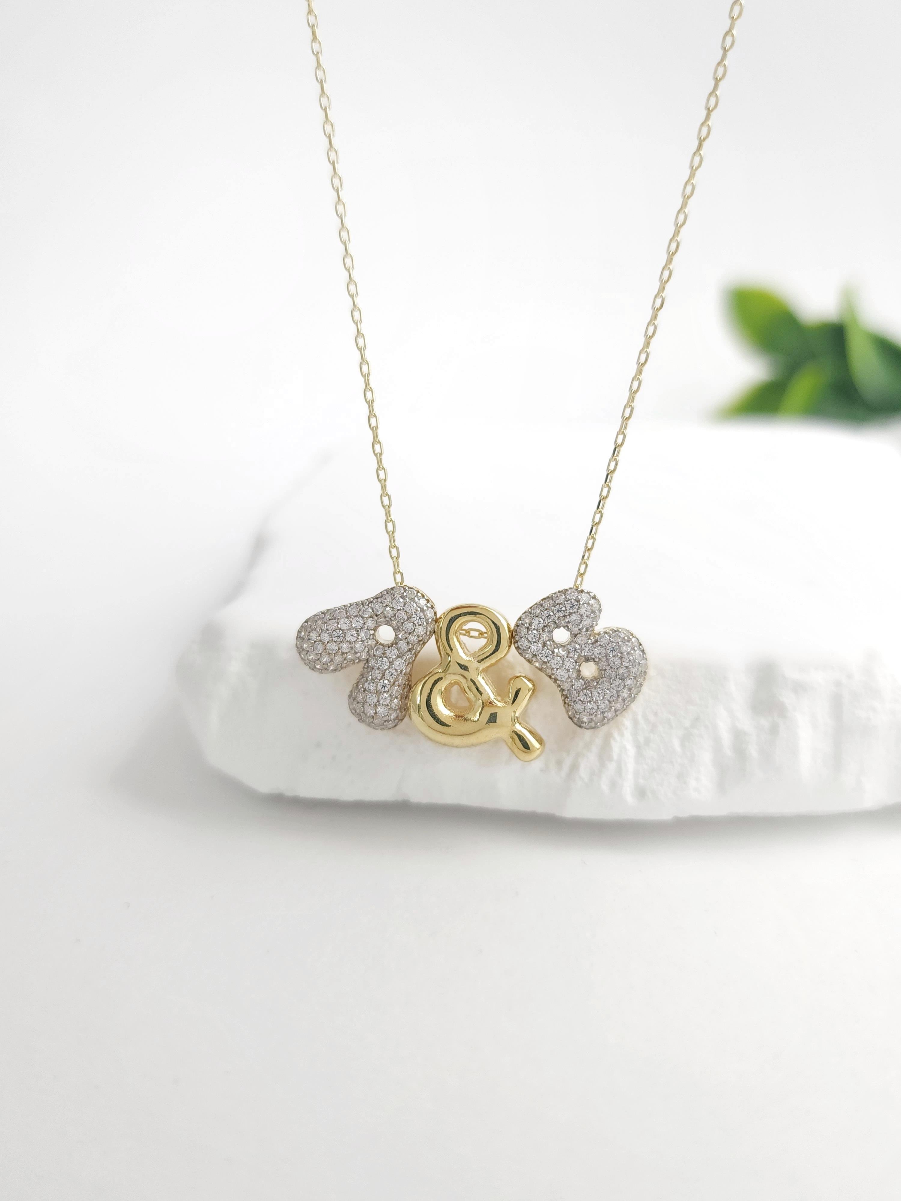 Çift Balon Harf Kolye