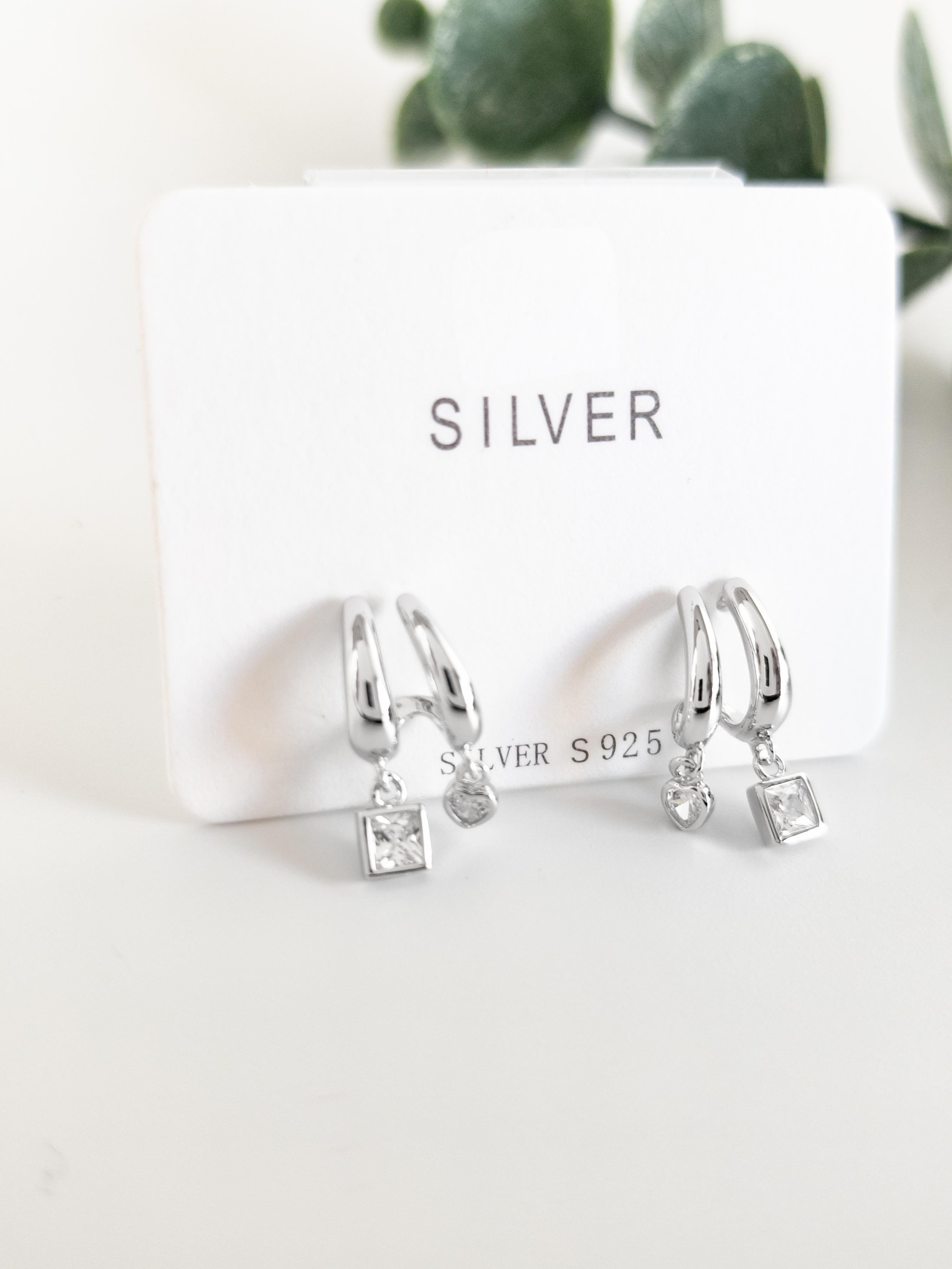 Çift Sıra Tasarım Zirkon Küpe