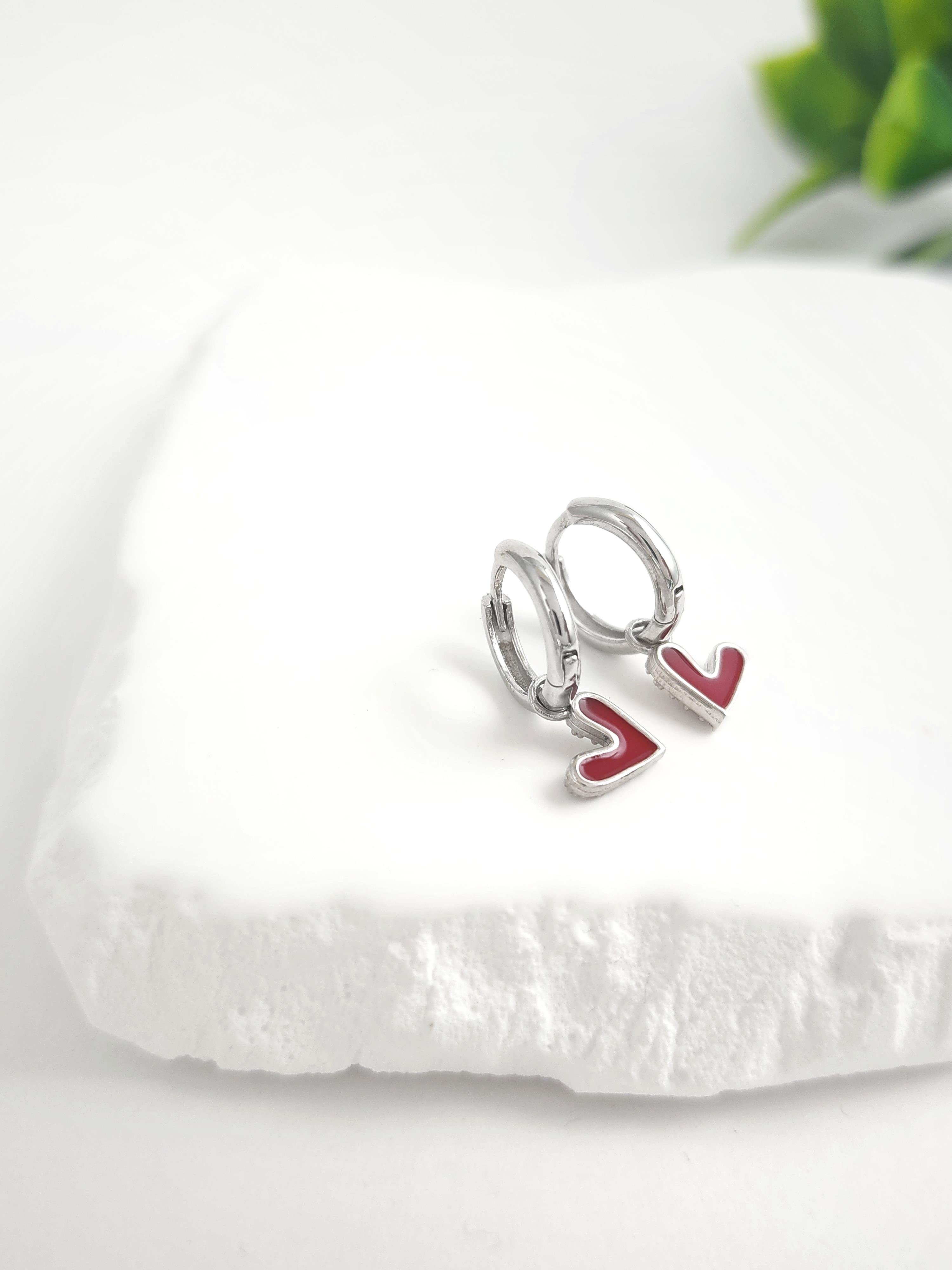 Çift Taraflı Kalp 3 Halka Küpe