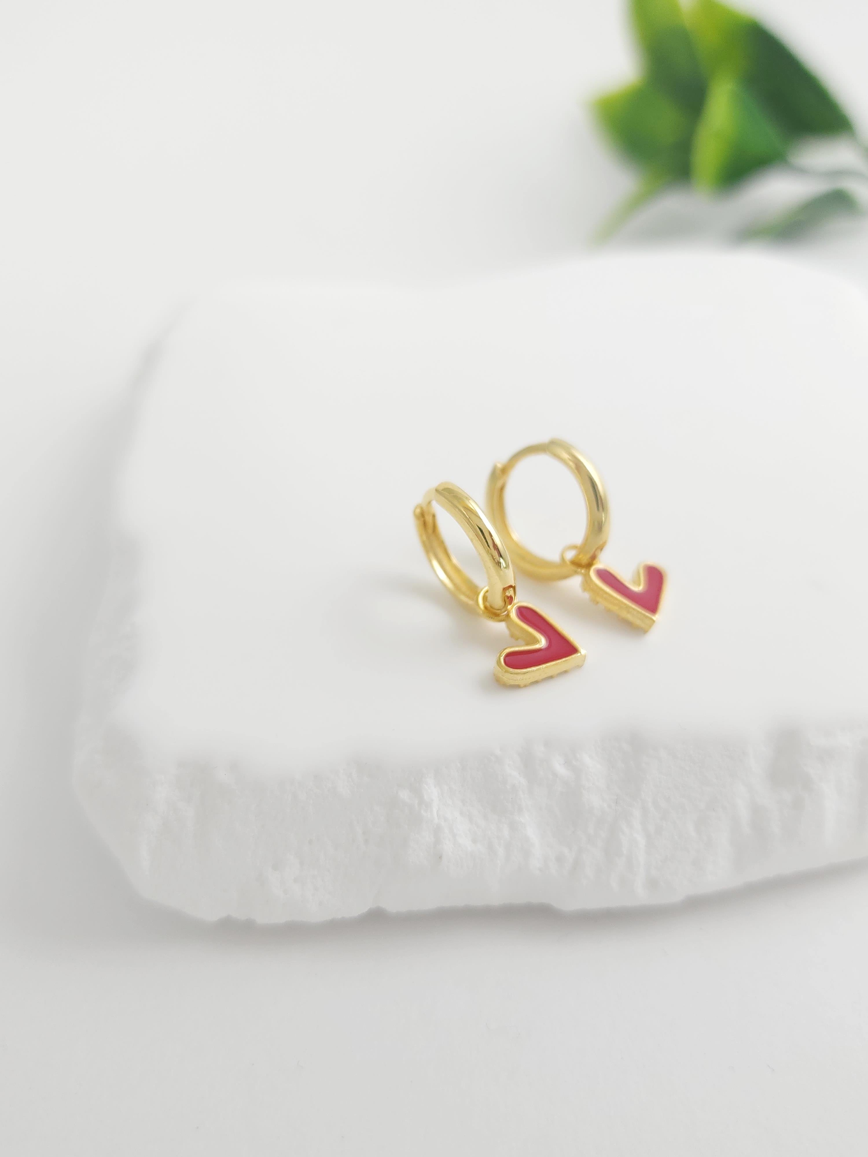 Çift Taraflı Kalp Halka Küpe