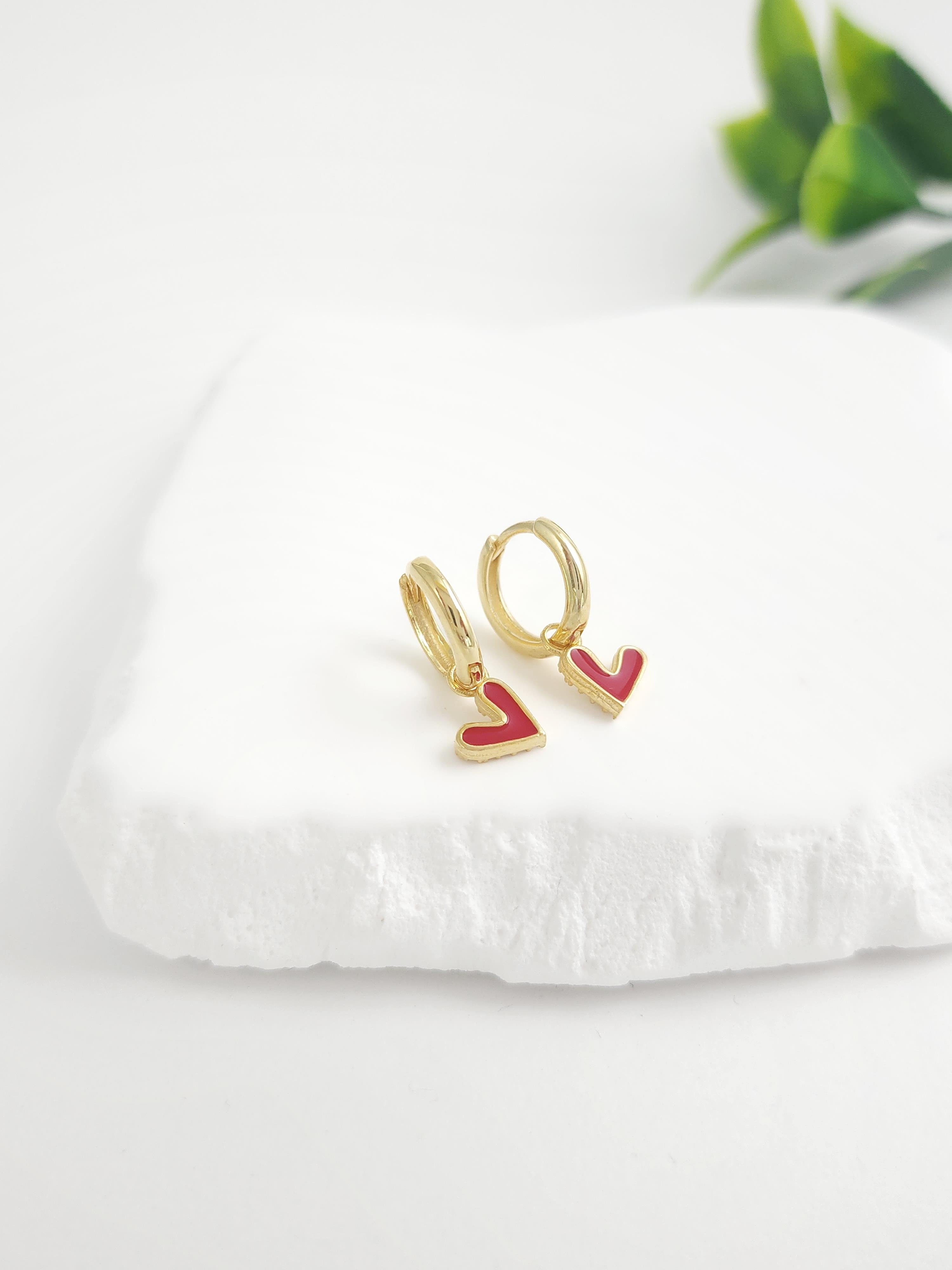 Çift Taraflı Kalp Halka Küpe