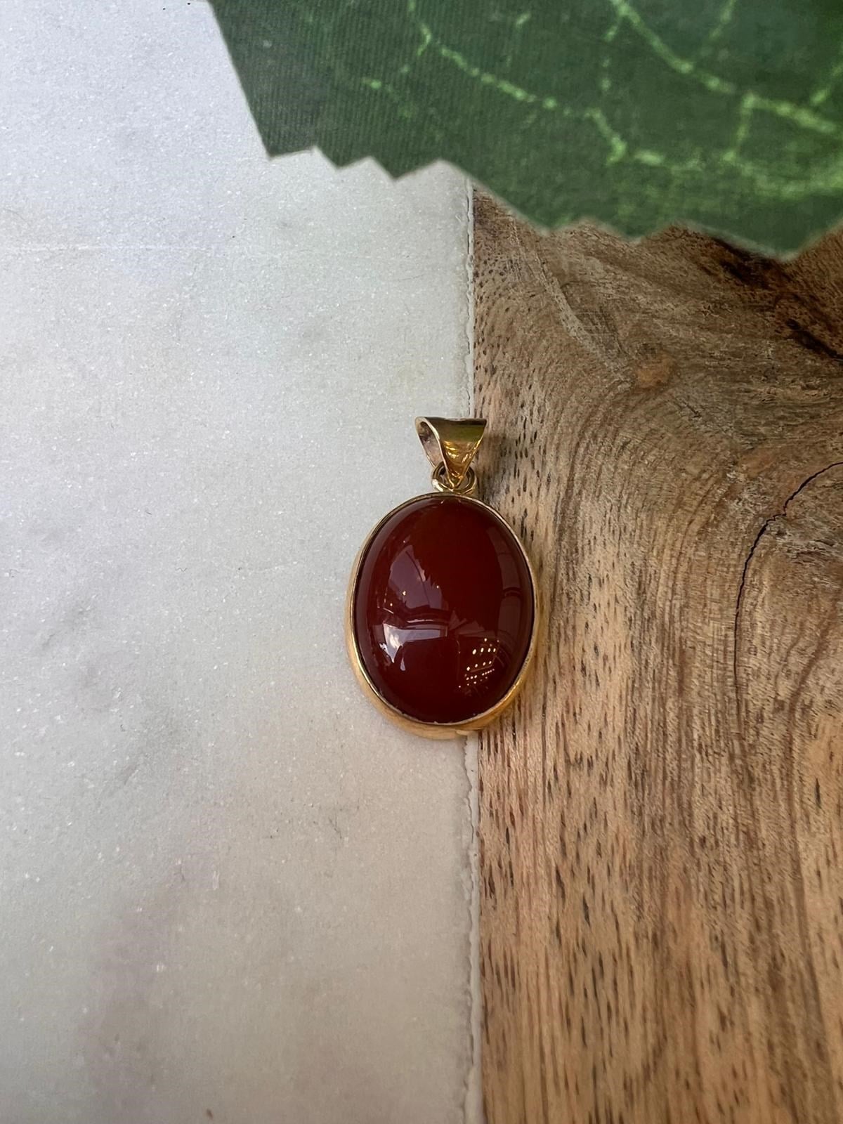 Doğal ( Kahverengi Akik ) Taş Kolye ( Tek Uç -2.5 cm )