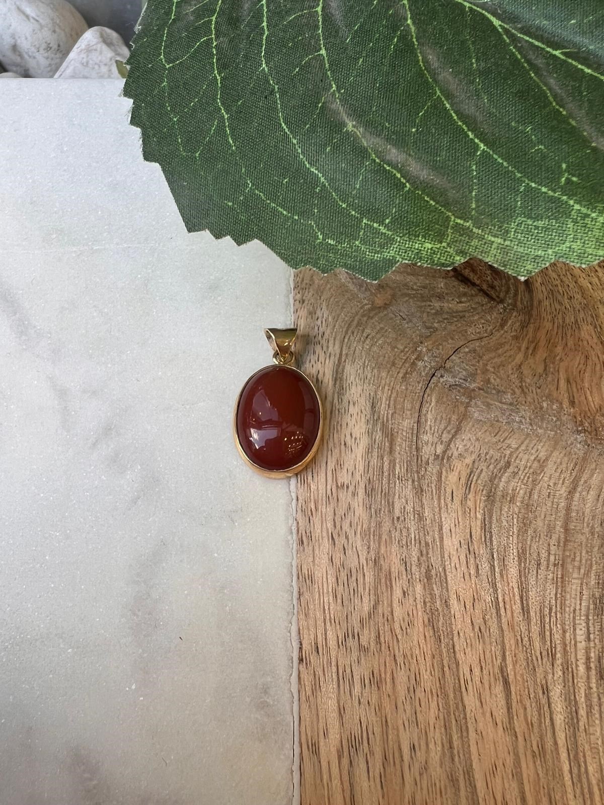 Doğal ( Kahverengi Akik ) Taş Kolye ( Tek Uç -2.5 cm )