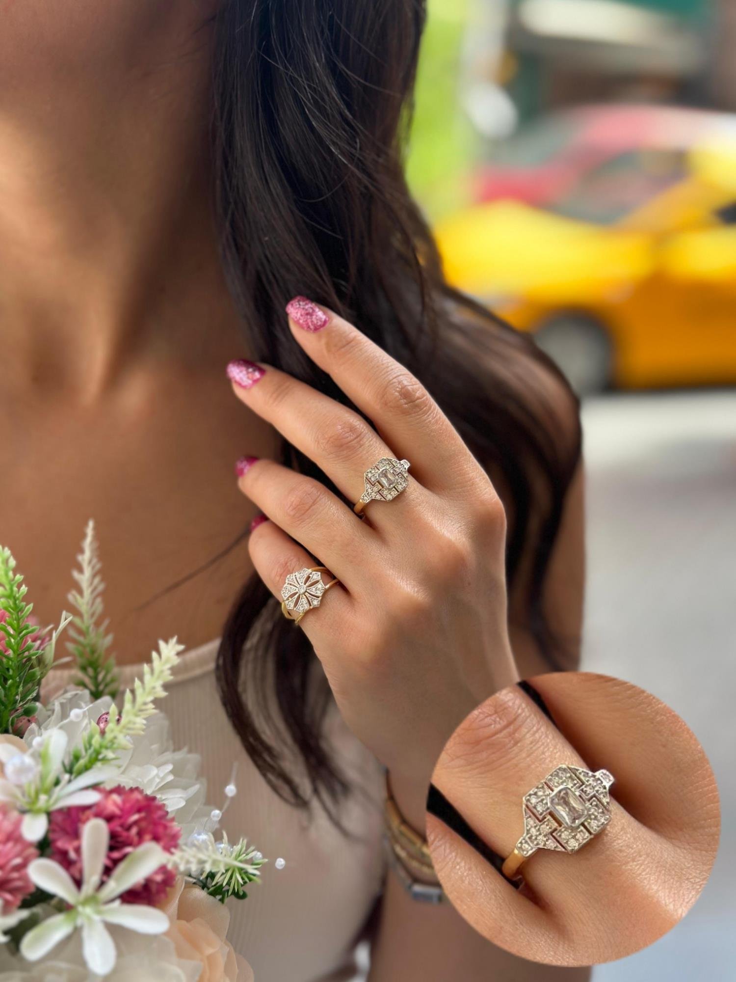 Doğal Taş Baget Yüzük ( Zirkon )