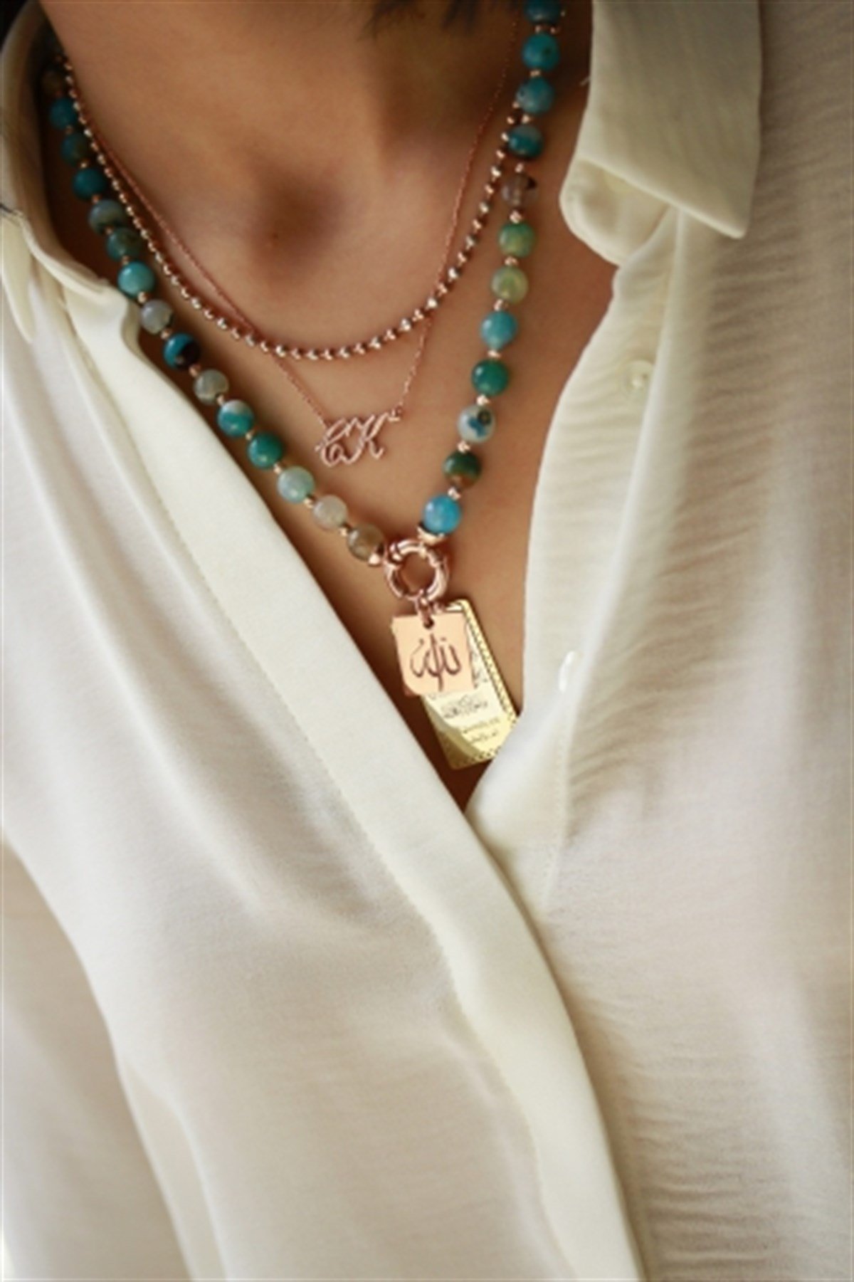 Doğal Taş Beni Koru Kolye