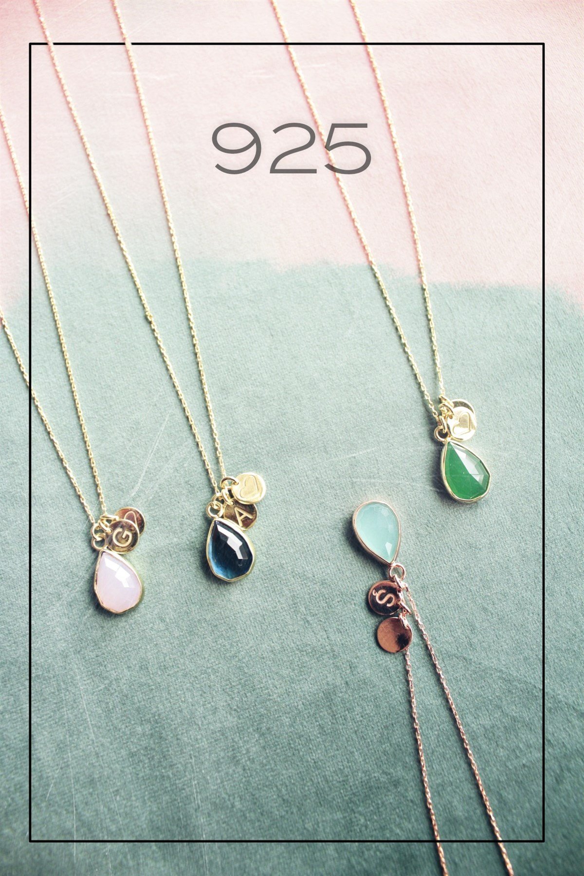 Doğal Taş Harf Kalp Kolye