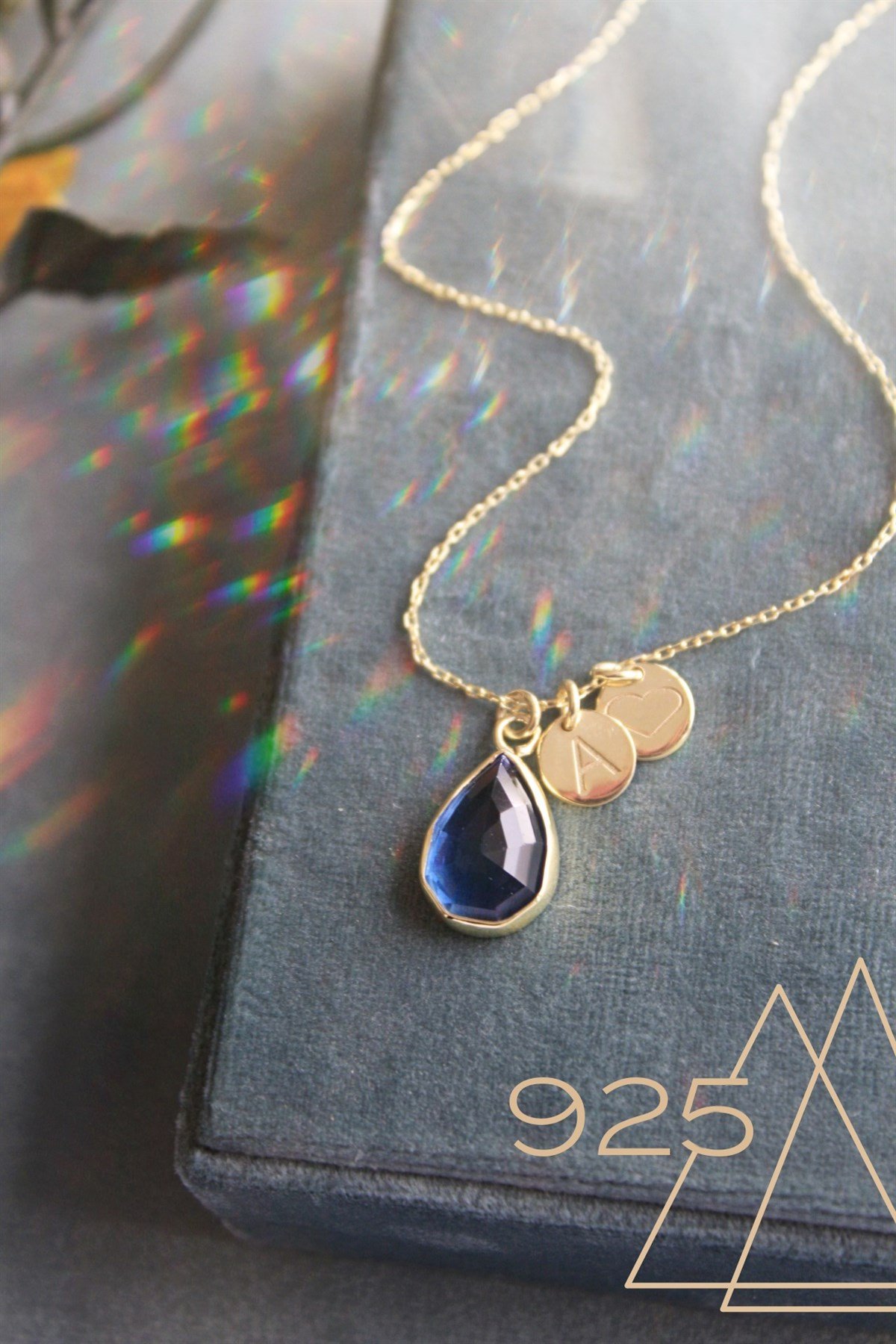 Doğal Taş Harf Kalp Kolye