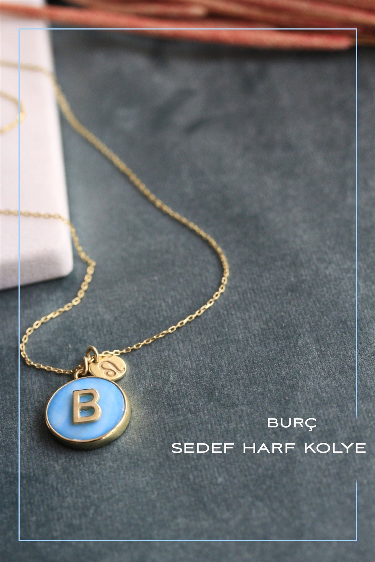 Doğal Taş Harf Kolye ( Sedef )