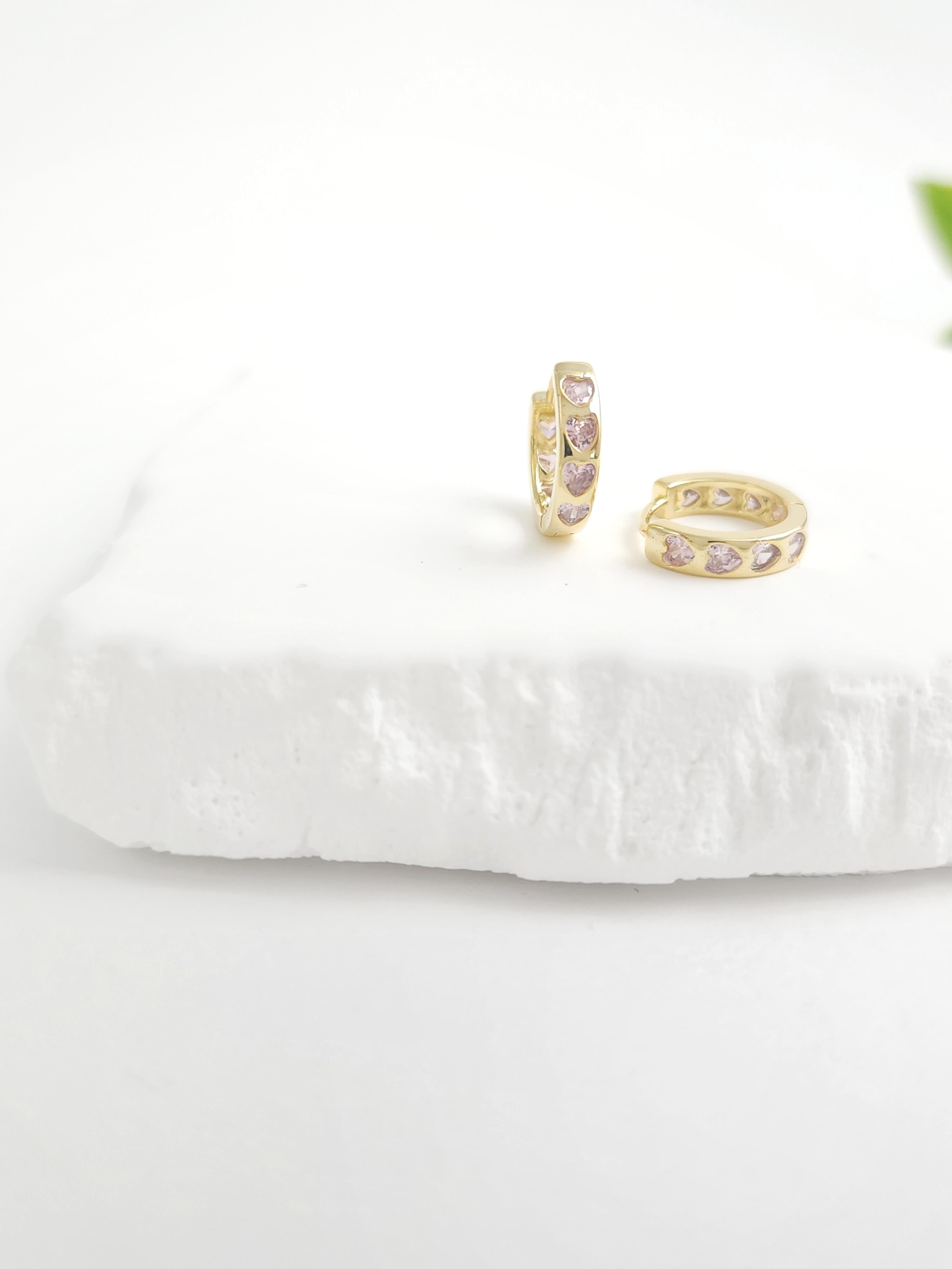 Doğal Taş Kalp Halka Küpe