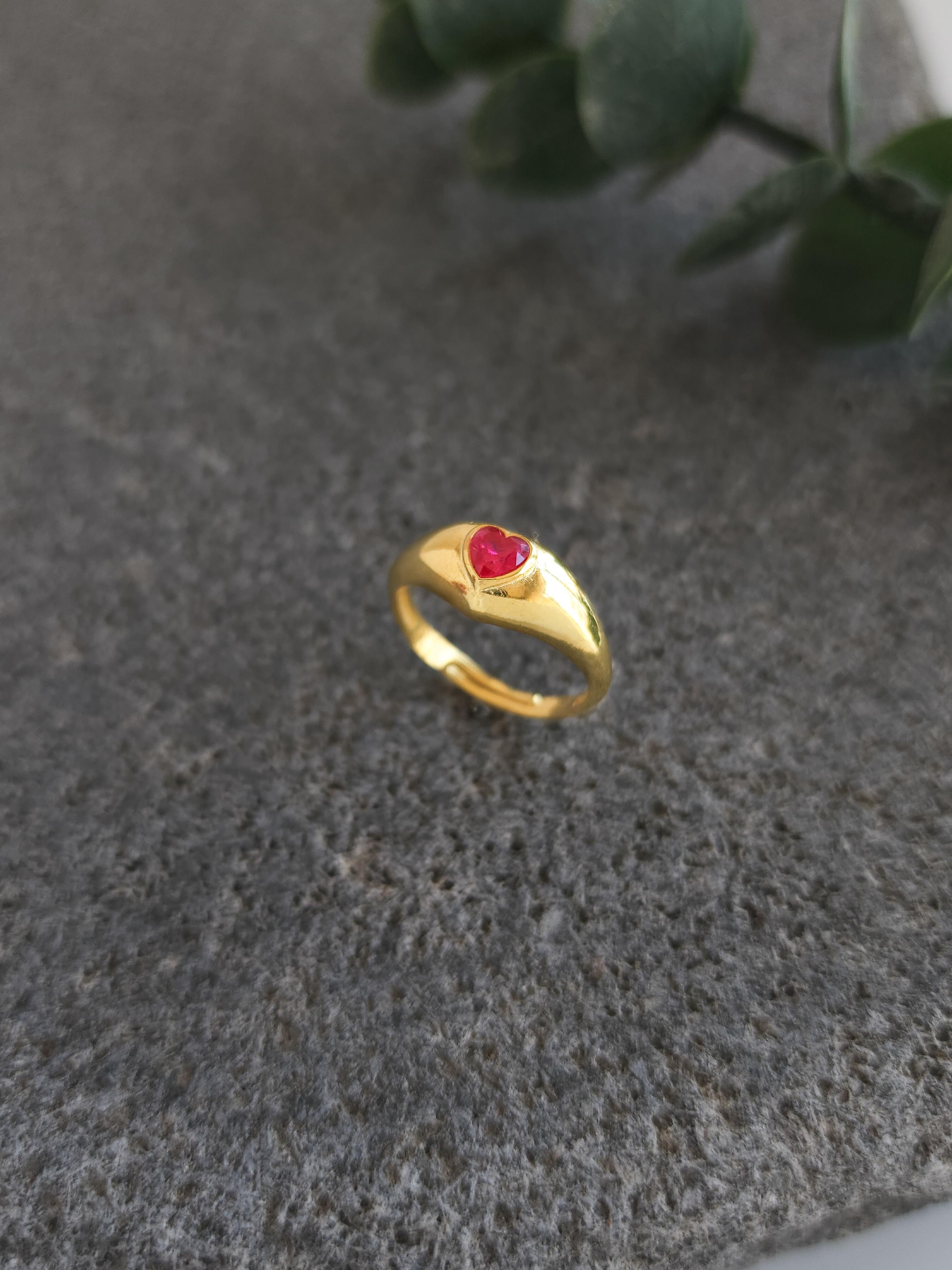 Doğal Taş Kalp Yüzük