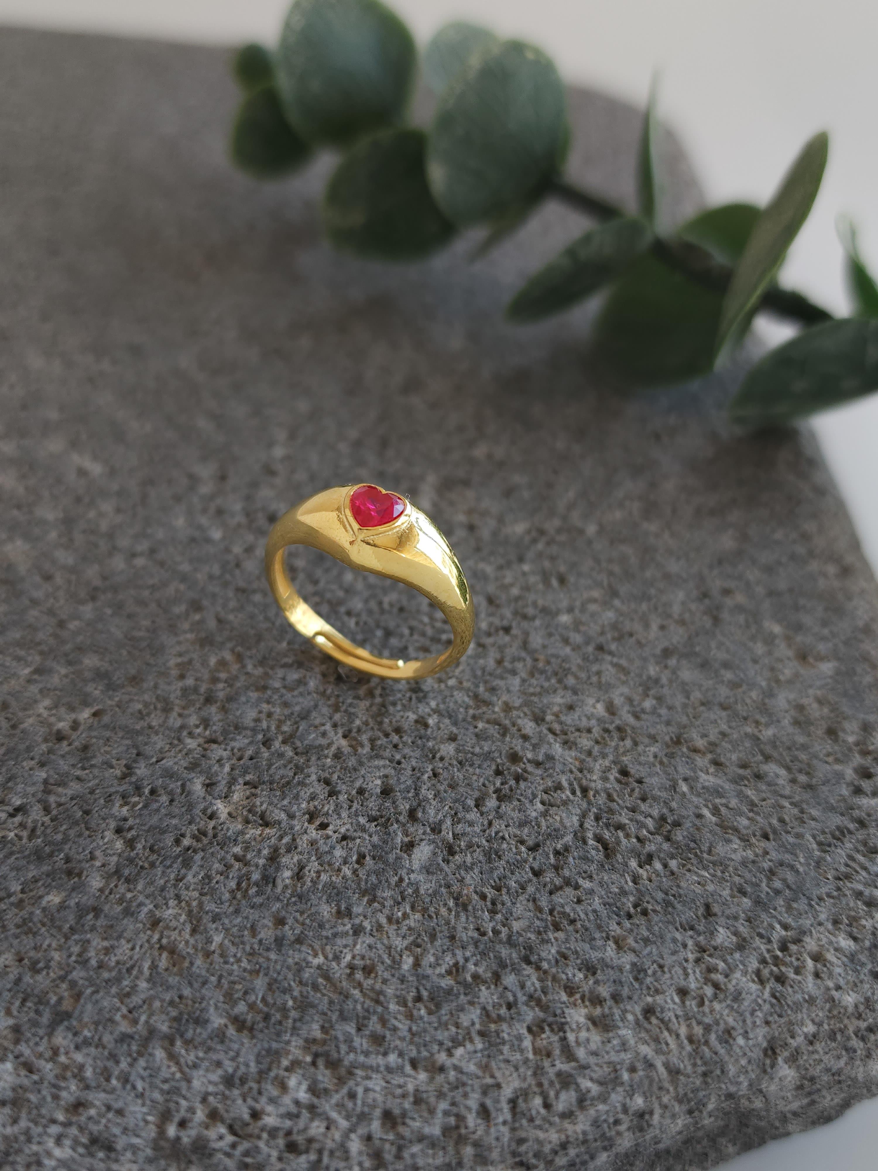 Doğal Taş Kalp Yüzük