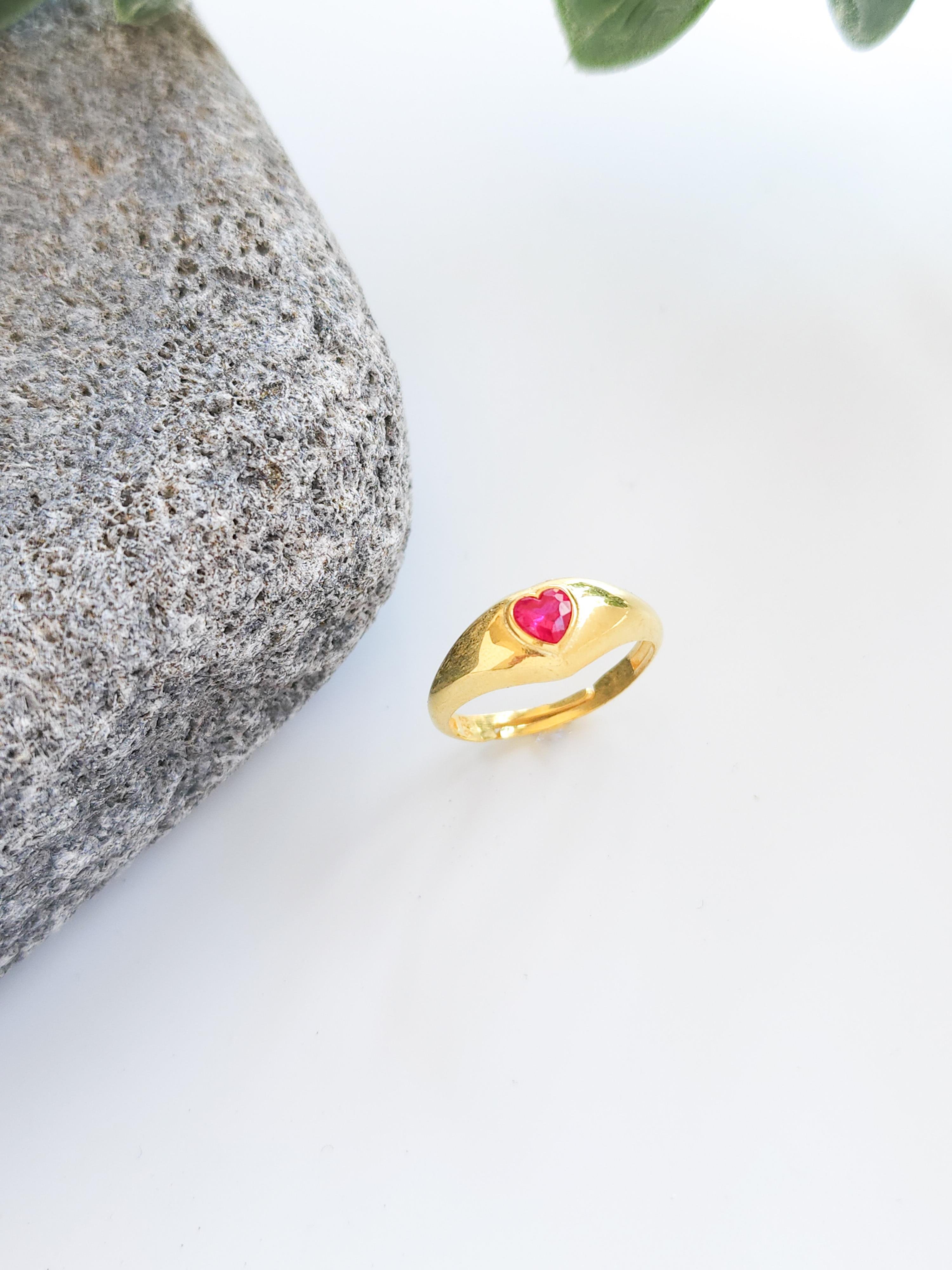 Doğal Taş Kalp Yüzük