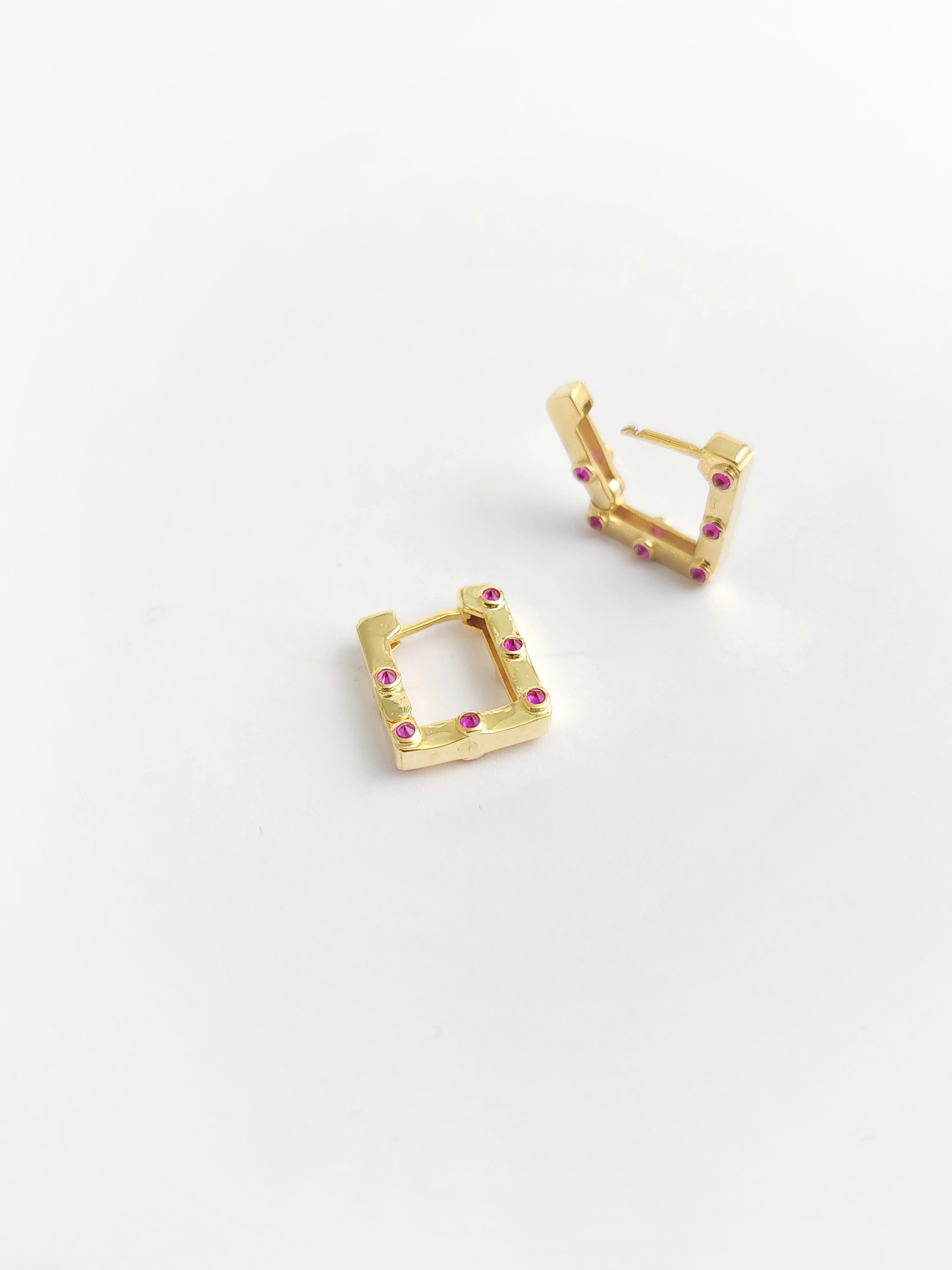 Doğal Taş Kare Halka Küpe