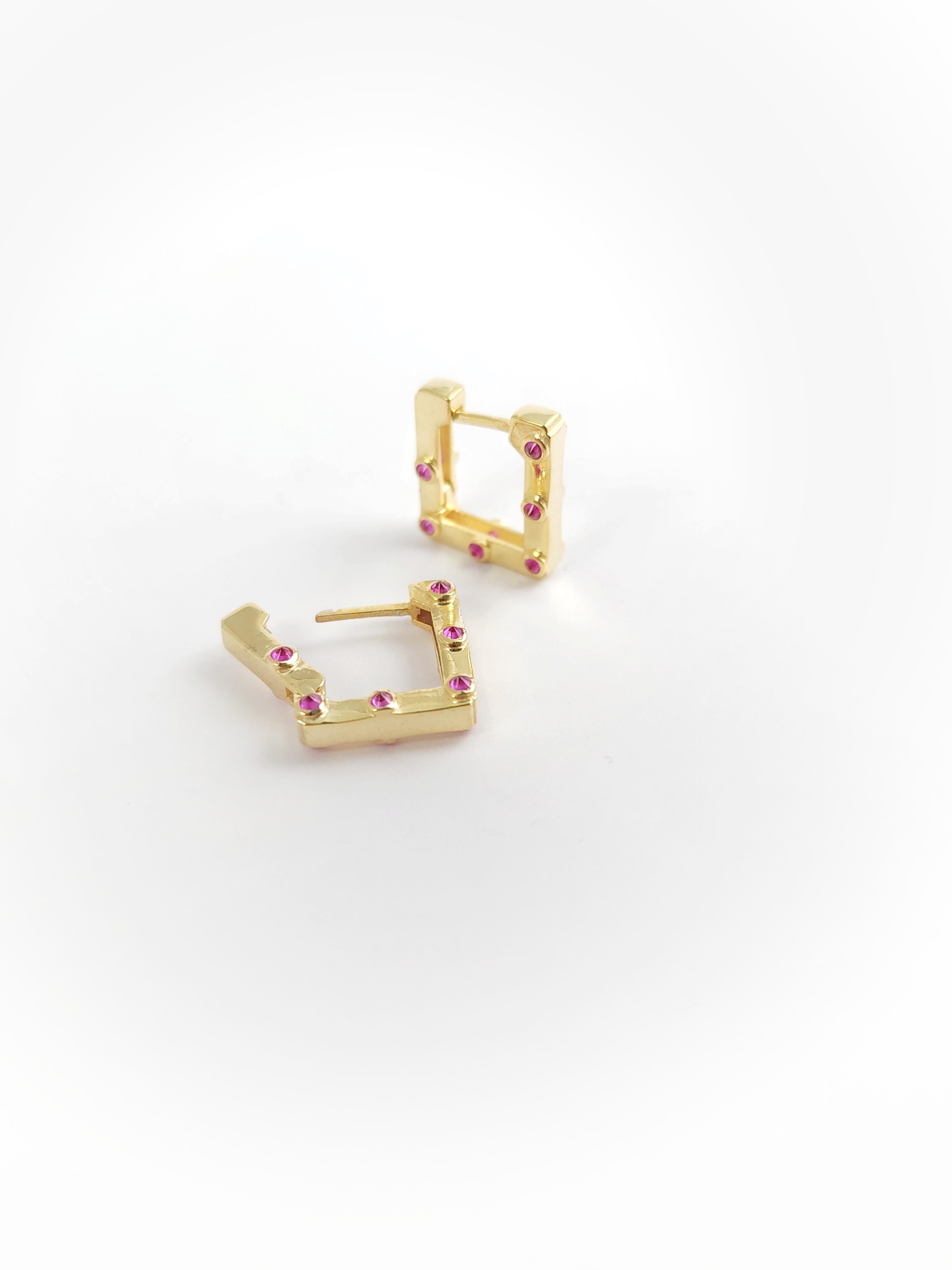 Doğal Taş Kare Halka Küpe