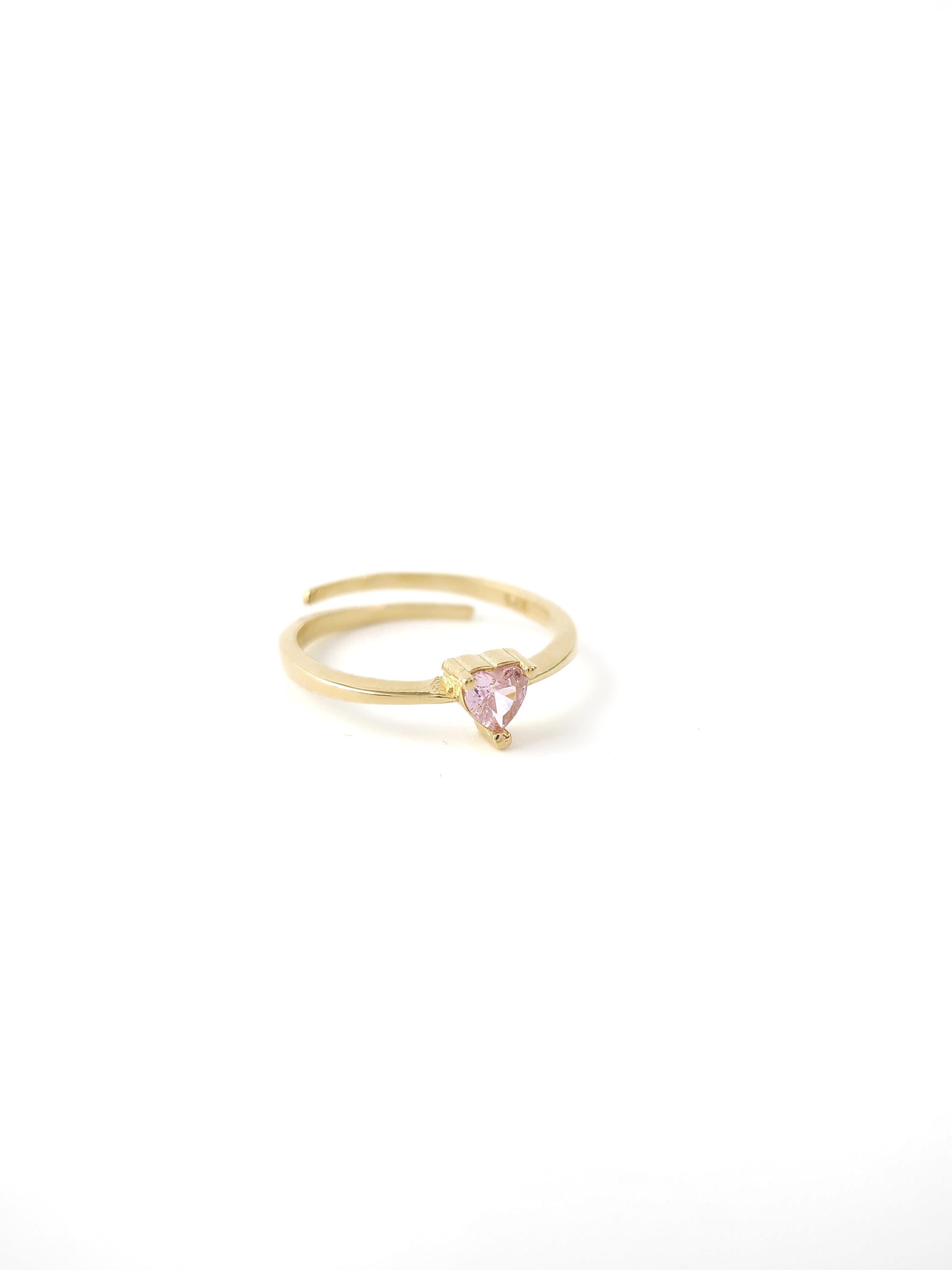 Doğal Taş Minimal Kalp Yüzük