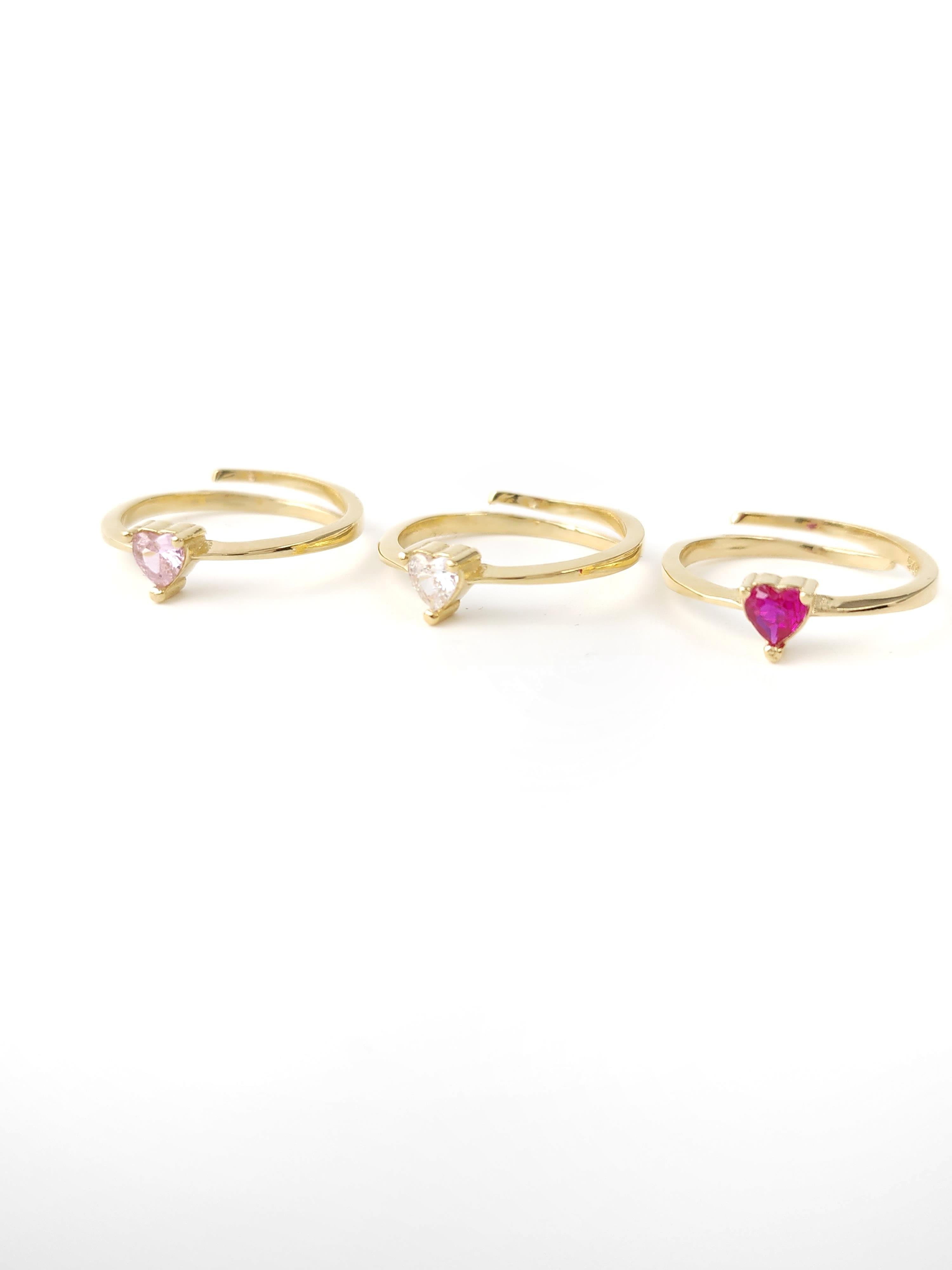 Doğal Taş Minimal Kalp yüzük